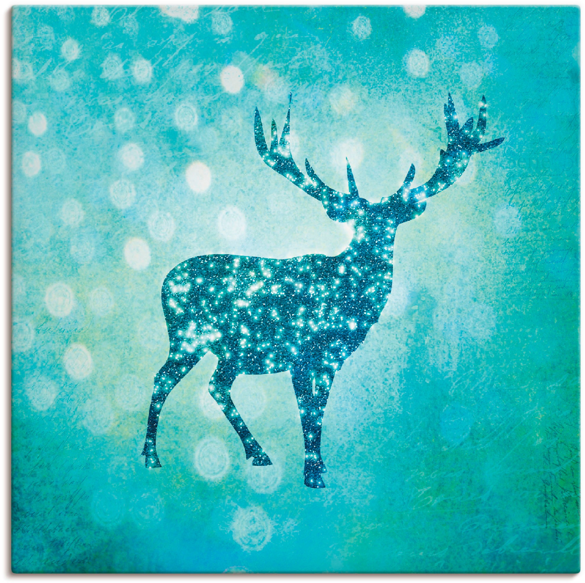 Artland Wandbild »Glitzer Hirsch«, Wildtiere, (1 St.), in vielen Größen & Produktarten -Leinwandbild, Poster, Wandaufkleber / Wandtattoo auch für Badezimmer geeignet
