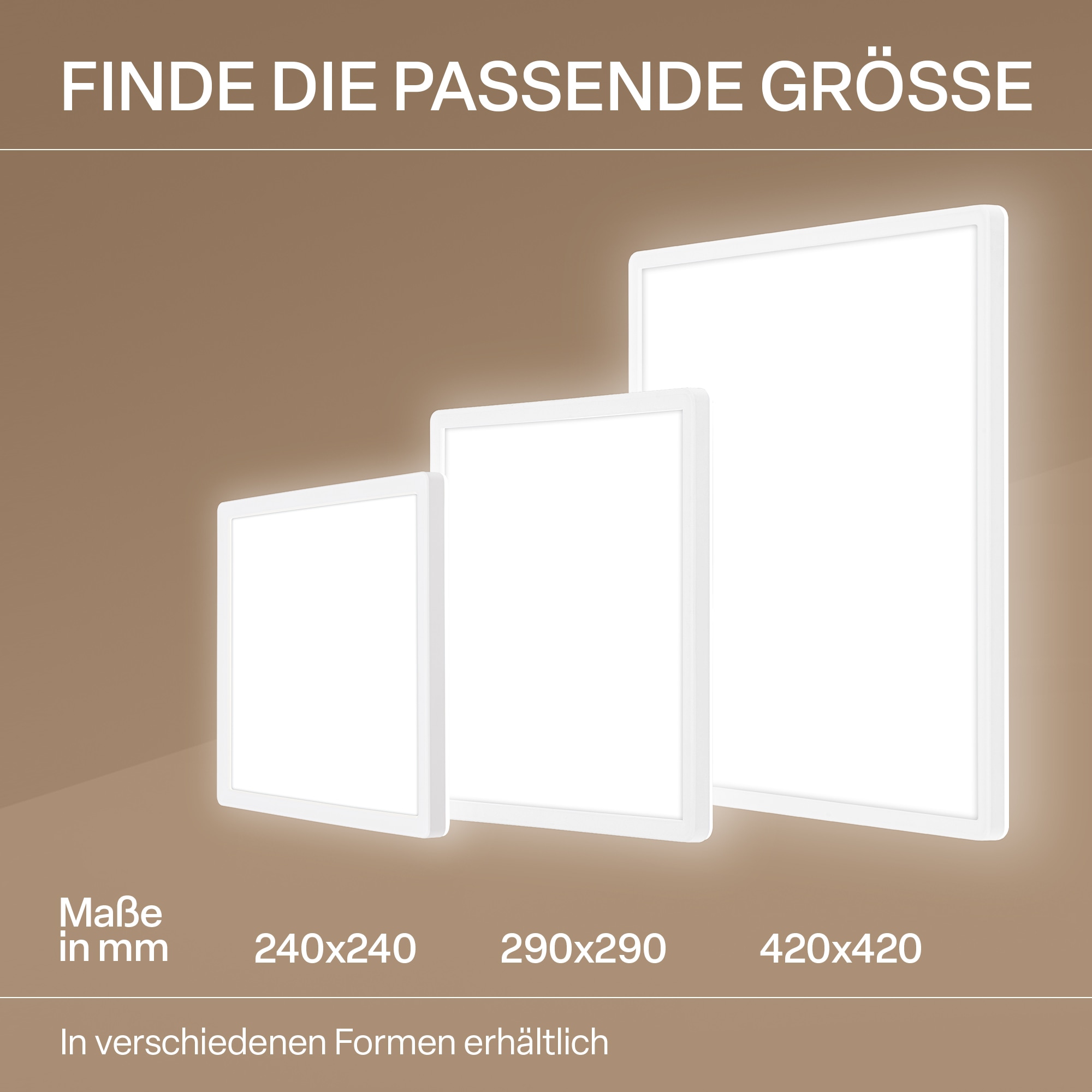 B.K.Licht LED Panel »SHALLOW« LED-Board 1 Stk. Neutralweiß 24x24x3 cm, Badlampe, Badezimmer, Küche, Wohnzimmer