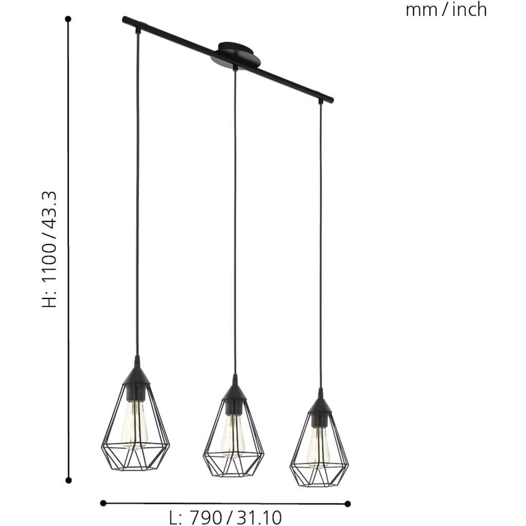 EGLO Pendelleuchte »TARBES«, 3 flammig-flammig
