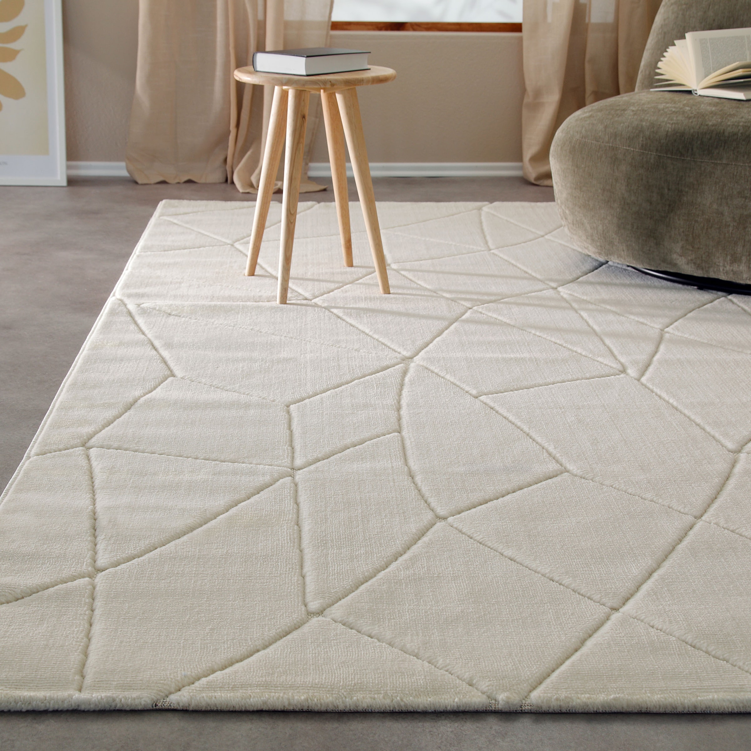 Wecon home Teppich »Unplugged, auch in quadratischer Form«, rechteckig, 10 mm Höhe, Kurzflor, Hoch Tief Struktur, gewebt, Wohnzimmer, Schlafzimmer, modern
