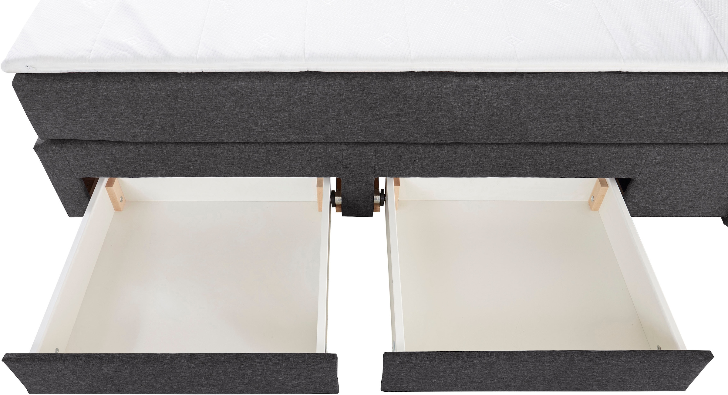 Home affaire »LUAN, Stauraumbett mit Schubkästen & Taschenfederkernmatratze H2-H4« LED-Beleuchtung, Karo- oder feiner Strukturstoff,  120/180 cm x200 cm