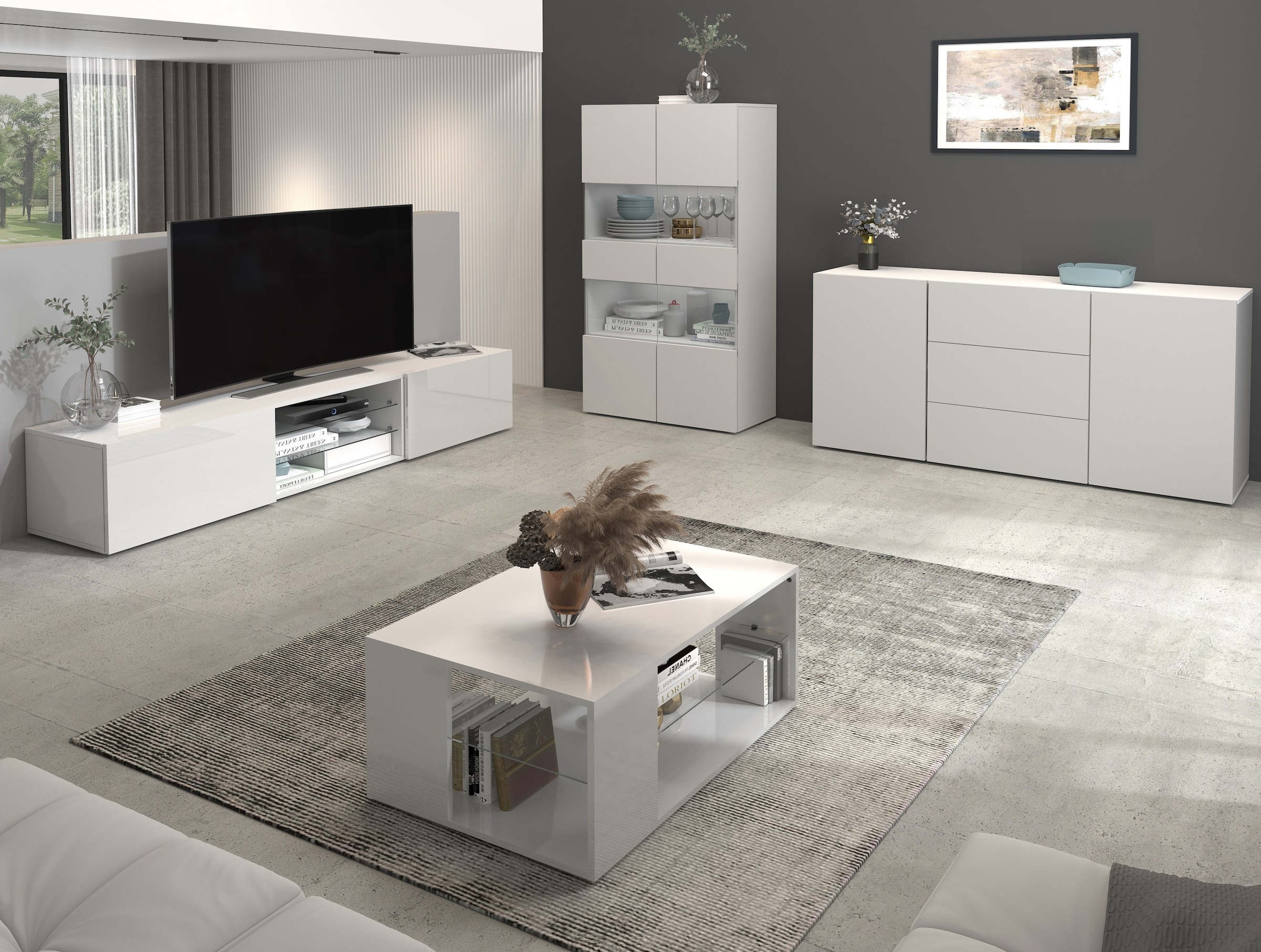INOSIGN Sideboard »Egypt, Kommode, Schrank, Kredenz, grifflos«, 2 Türen, 3 Schubkästen, kompl. Hochglanz lackiert Breite 160