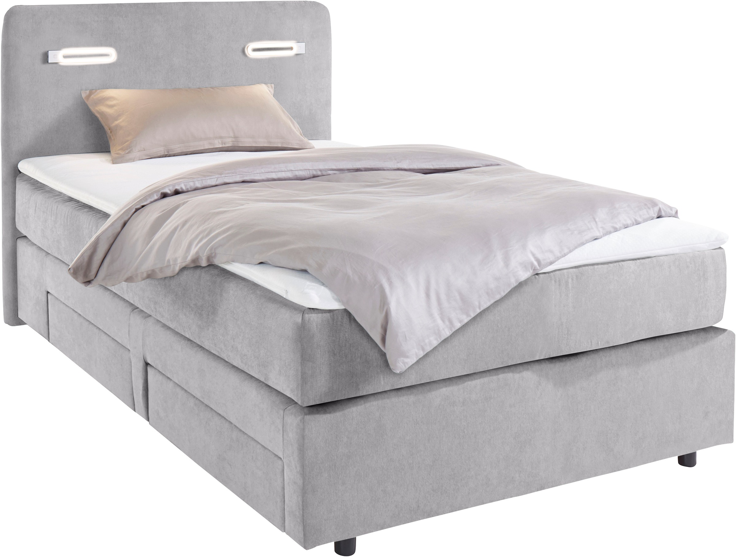 Home affaire Boxbett »Luan« Schubkästen, LED-Beleuchtung und Topper, in Breite 120 cm und 180 cm