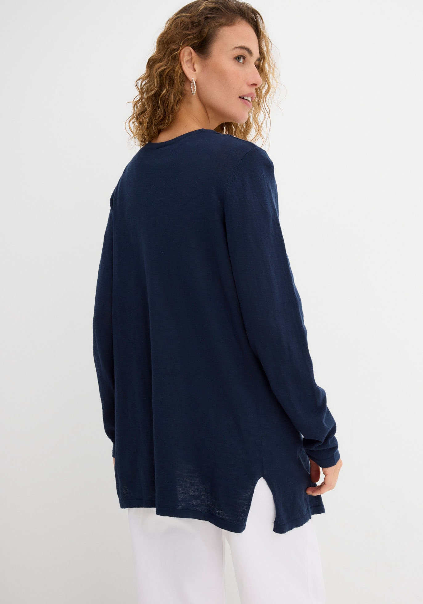 bonprix Strickjacke lockere Passform, Slub-Strick, Casual Stil, aus Baumwolle