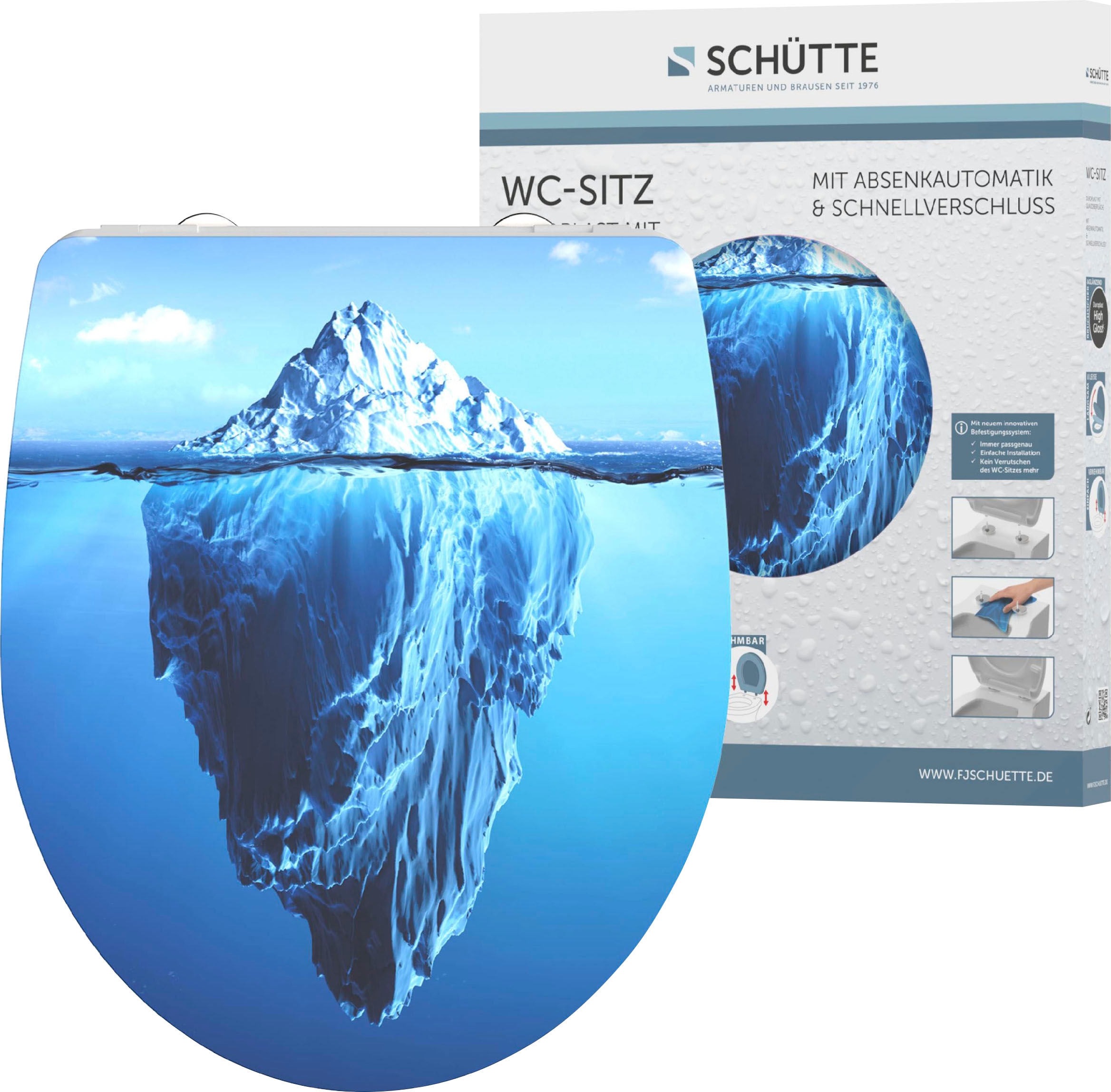 WC-Sitz »Iceberg«, Duroplast, mit Absenkautomatik und Schnellverschluss, High Gloss