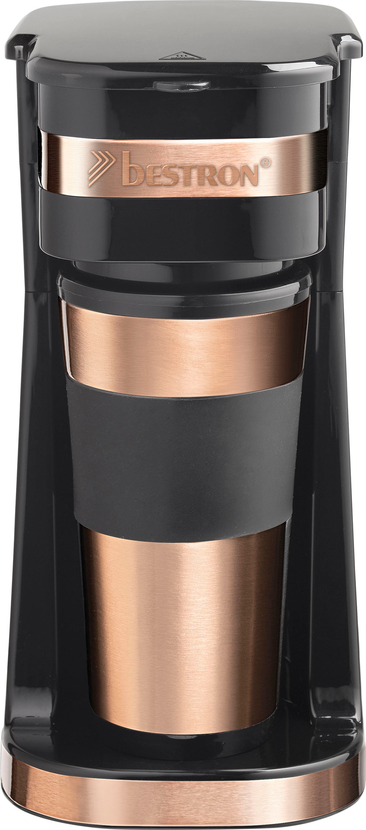 bestron Filterkaffeemaschine »ACM112CO, mit Isolierbecher«, 0,42 l Kaffeekanne, Papierfilter, 101, Camping Kaffeemaschine, Permanentfilter, für 2 Große Tassen, Kupfer