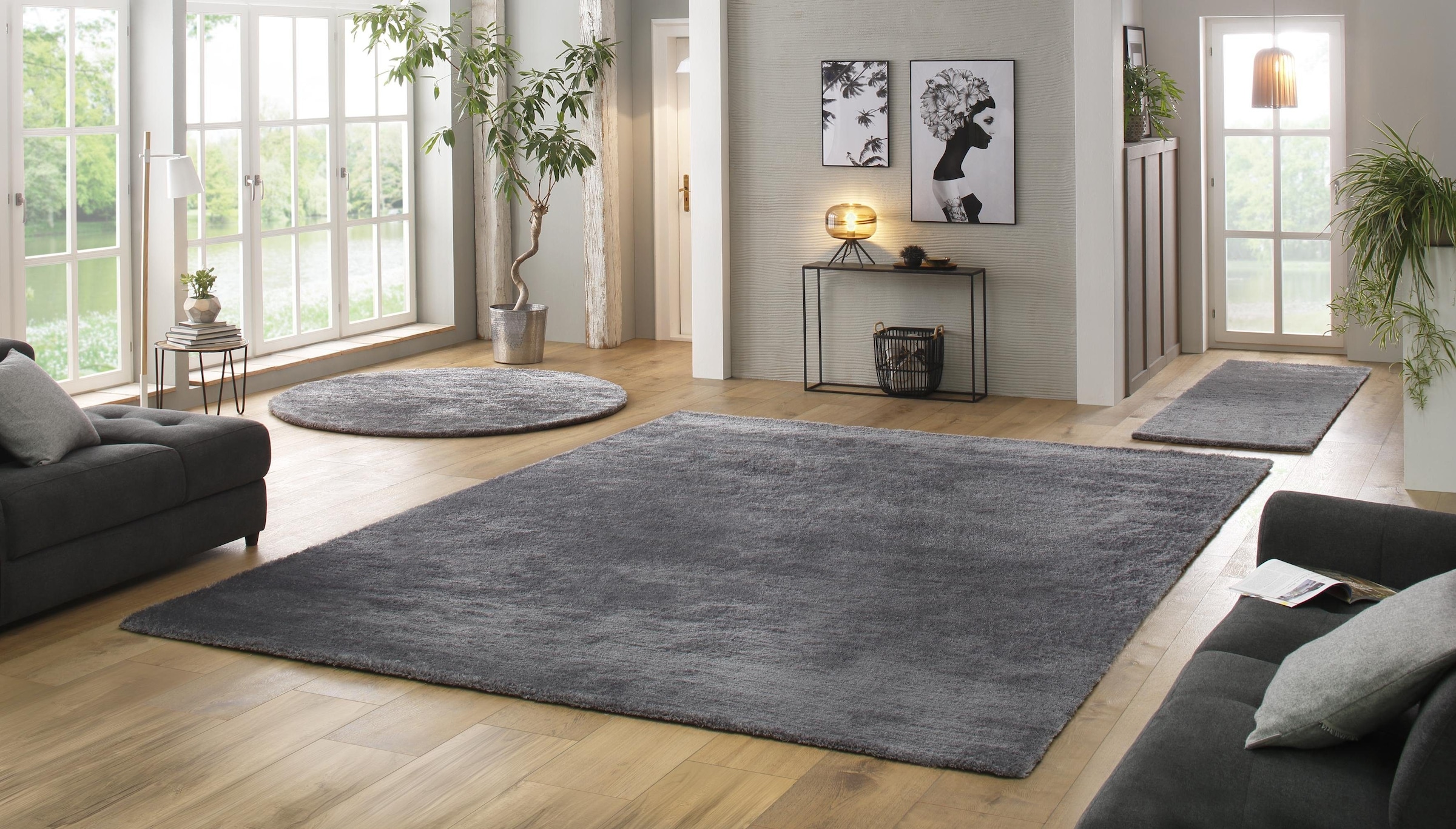 Bruno Banani Teppich »Dana Teppich, besonders weich und kuschelig, Kundenliebling«, rechteckig, 30 mm Höhe, uni, Mikrofaser Teppiche, Wohnzimmer, Schlafzimmer, Esszimmer