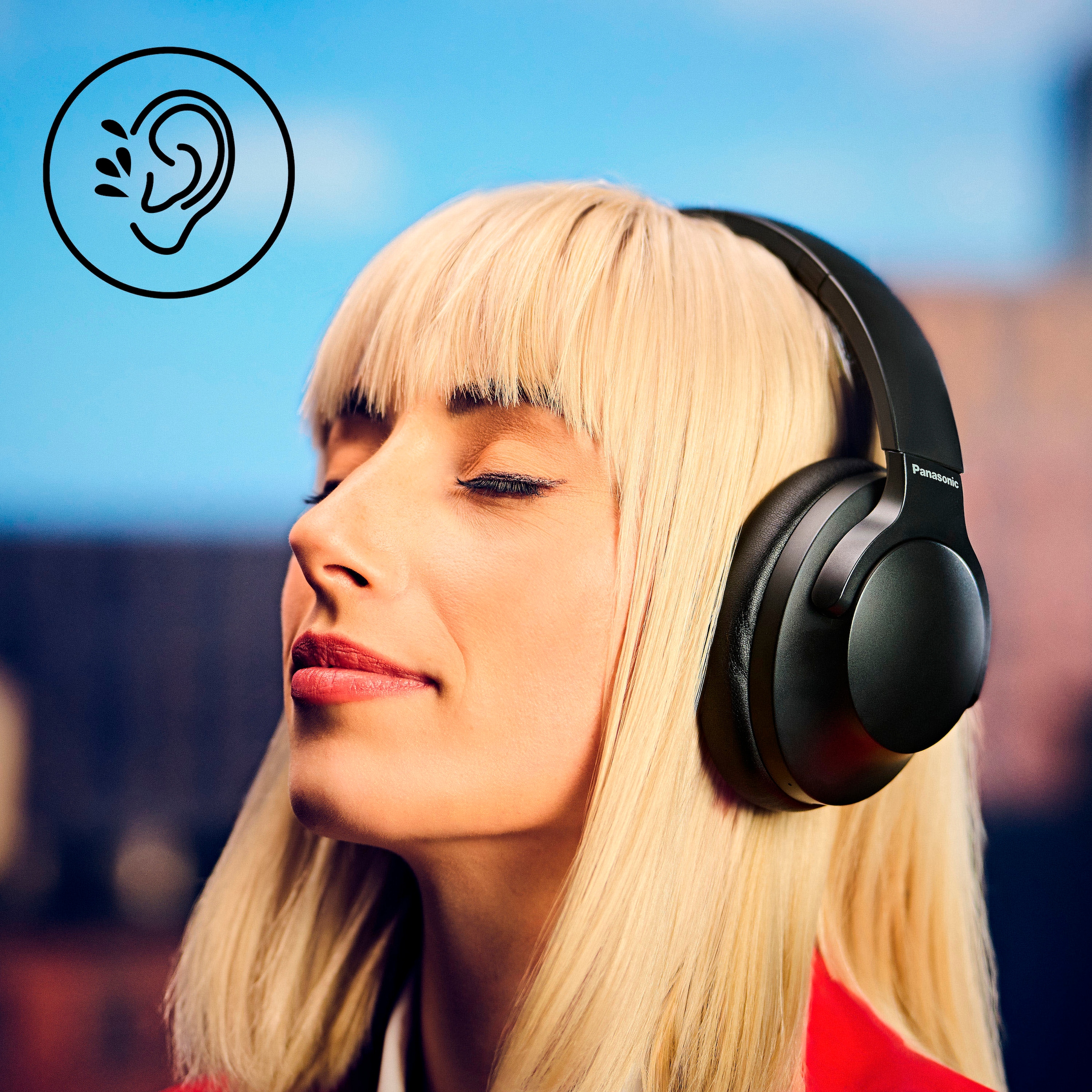 Panasonic Bluetooth-Kopfhörer »RB-HX330B«, A2DP Bluetooth-AVRCP Bluetooth-HFP-Bluetooth, Active Noise Cancelling (ANC)-Freisprechfunktion-Multi-Point-Verbindung-Sprachsteuerung-kompatibel mit Siri