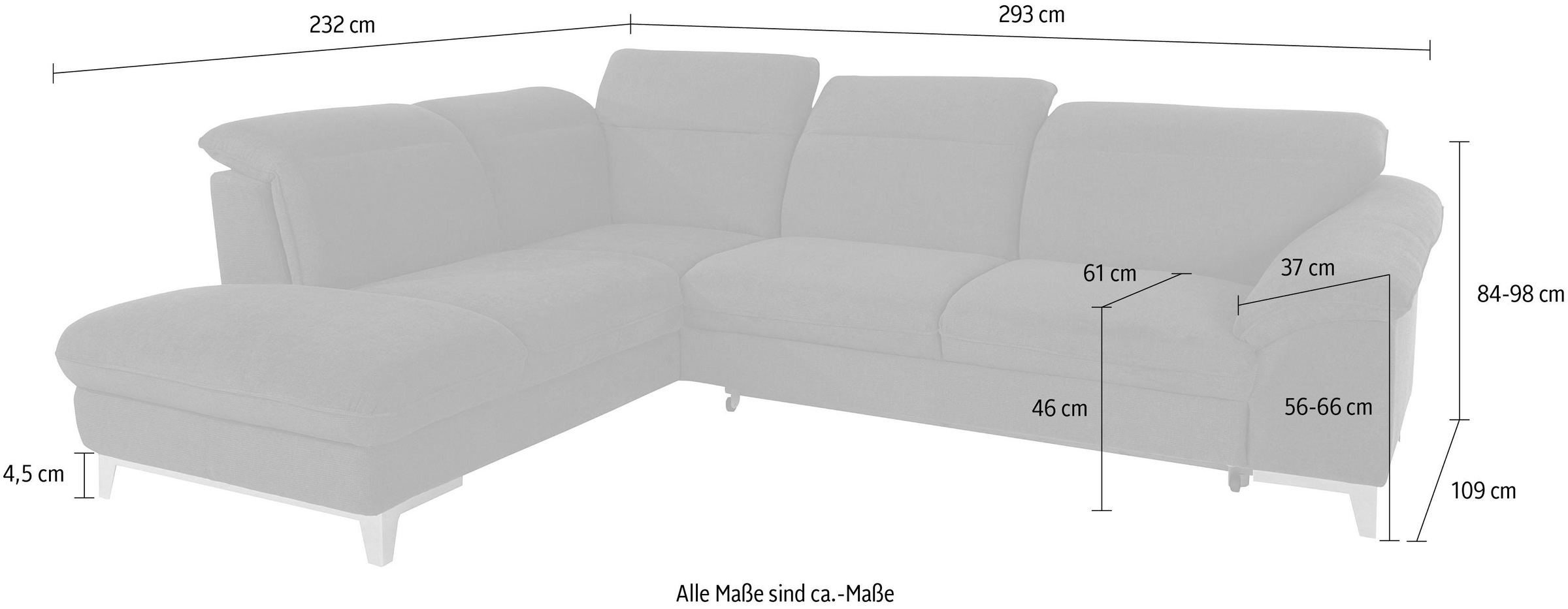 COTTA Ecksofa »Teresa L-Form« mit Kopfteilverstellung, wahlweise mit Bettfunktion