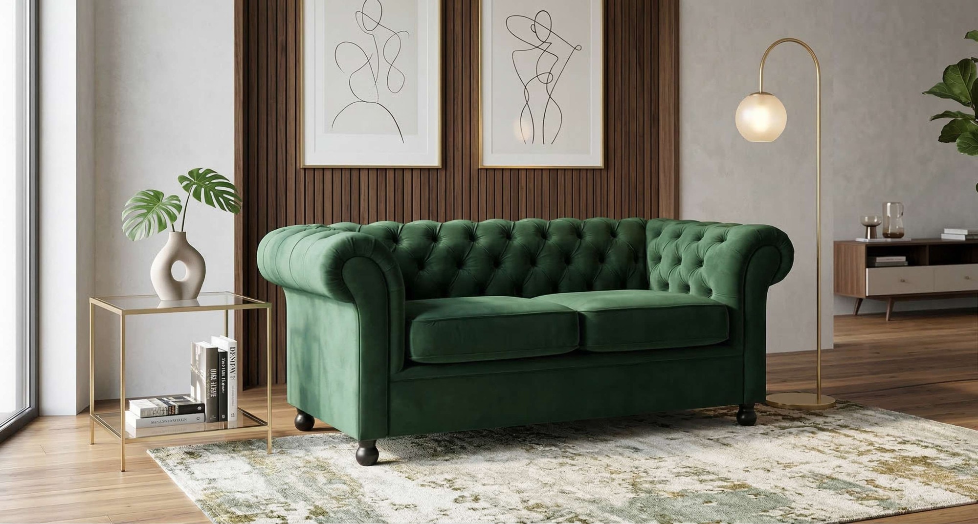 Home affaire 3-Sitzer »BRONNOY Chesterfield Sofa mit aufwendiger Knopfheftung, Breite 193 cm« Sofa mit geschwungenen Armlehnen, Chesterfield-Optik, Glamour