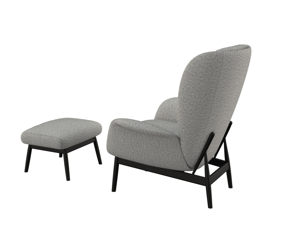 FLEXLUX Ohrensessel »Padova Scandic Design Sessel, erstklassiger Sitz- und Wohlfühlkomfort«, Stil & Komfort, organische Form, Ledenstütze integriert, Fuß schwarz