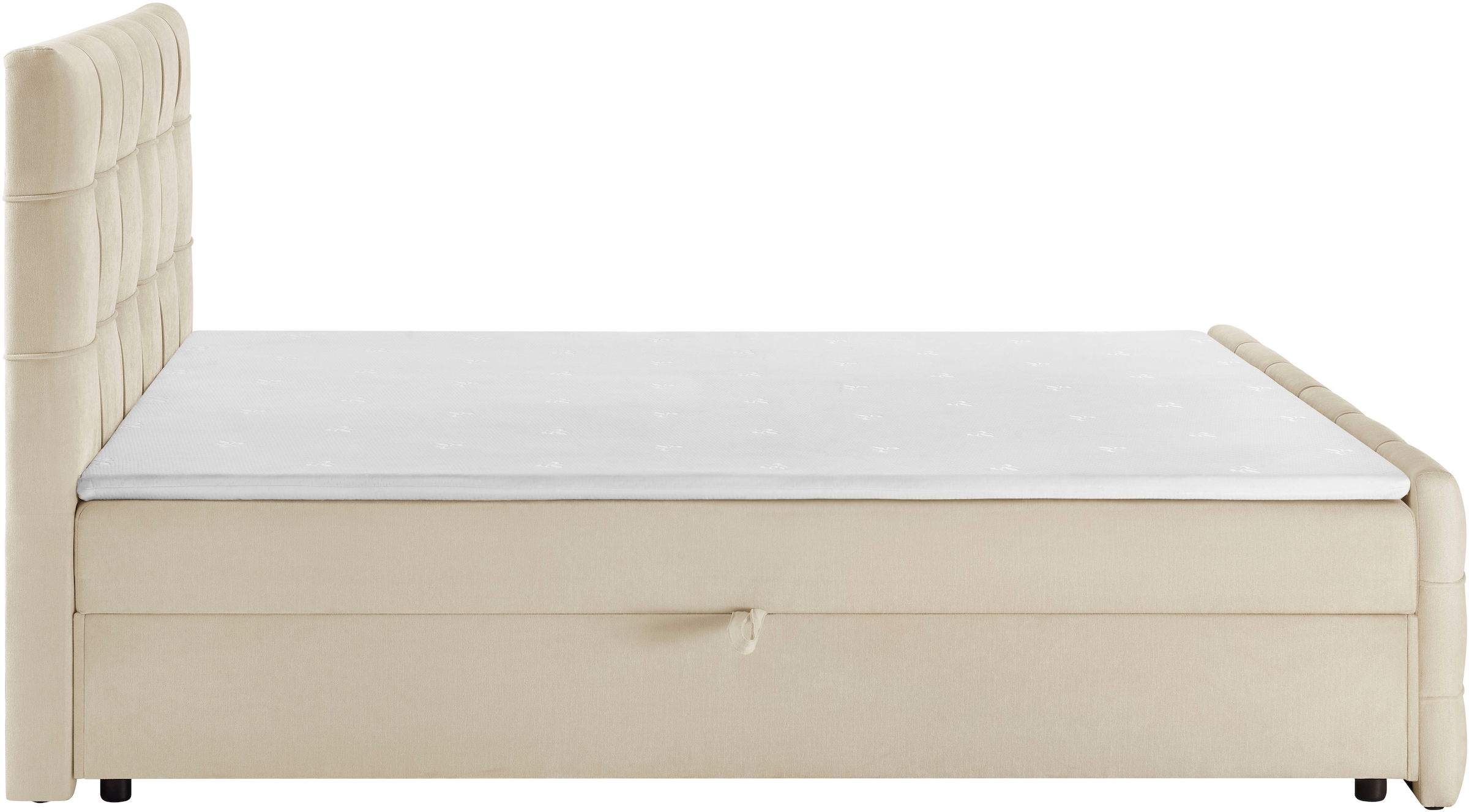 OTTO home Boxbett »LILIENNE, Polsterbett mit Bettkasten und Taschenfederkernmatratze H3« mit Kaltschaumtopper, Chenille-Bezug, 160x200 & 180x200 cm