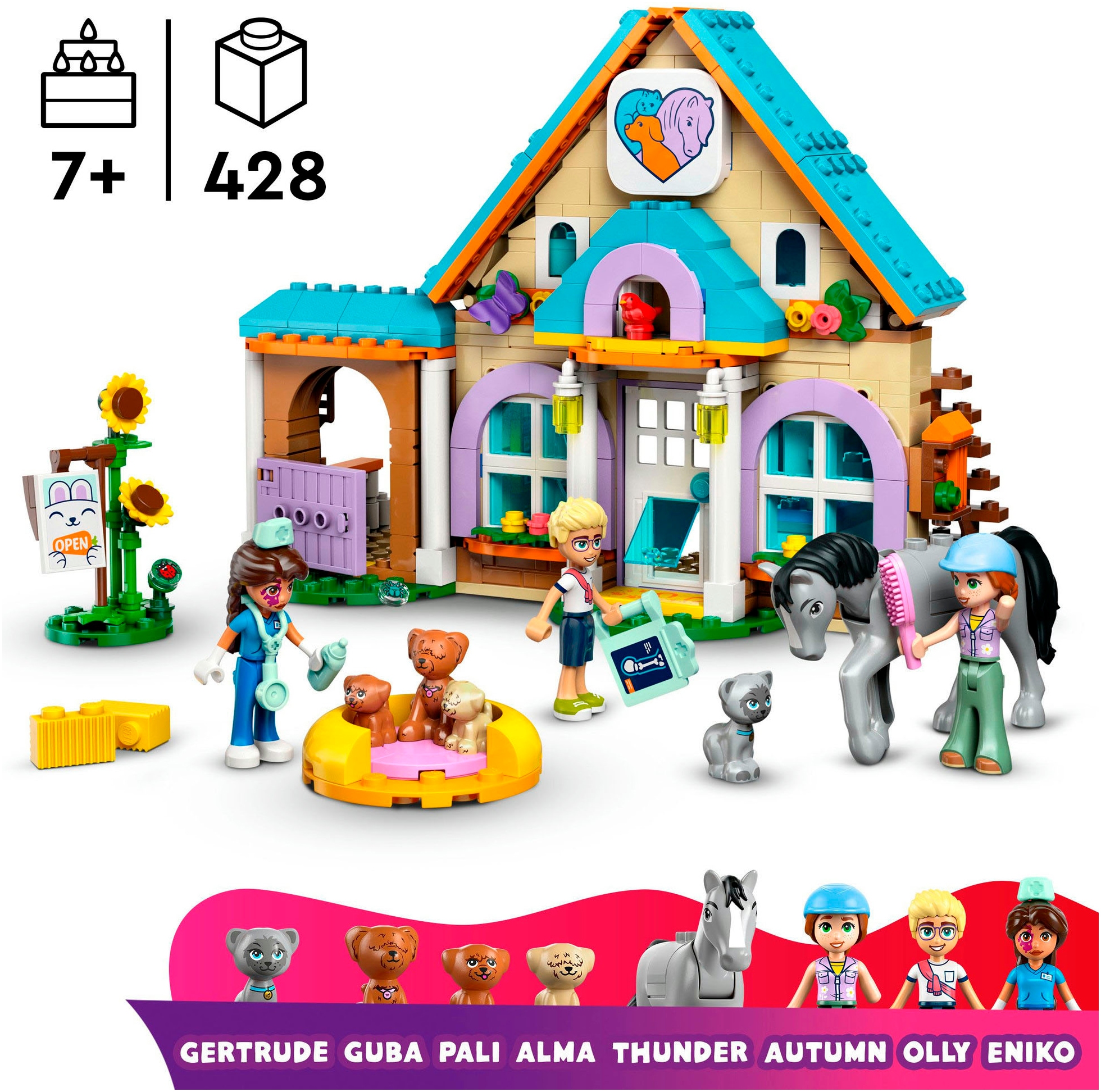 LEGO® Konstruktionsspielsteine »Tierarztpraxis für Pferde und Haustiere (42651), LEGO Friends«, (428 St.), Made in Europe