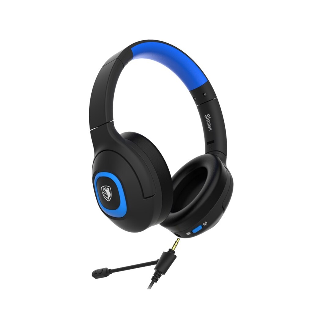 Sades Gaming-Headset »Shaman SA-724 Gaming Headset, schwarz/blau, USB, kabelgebunden«, Mikrofon abnehmbar