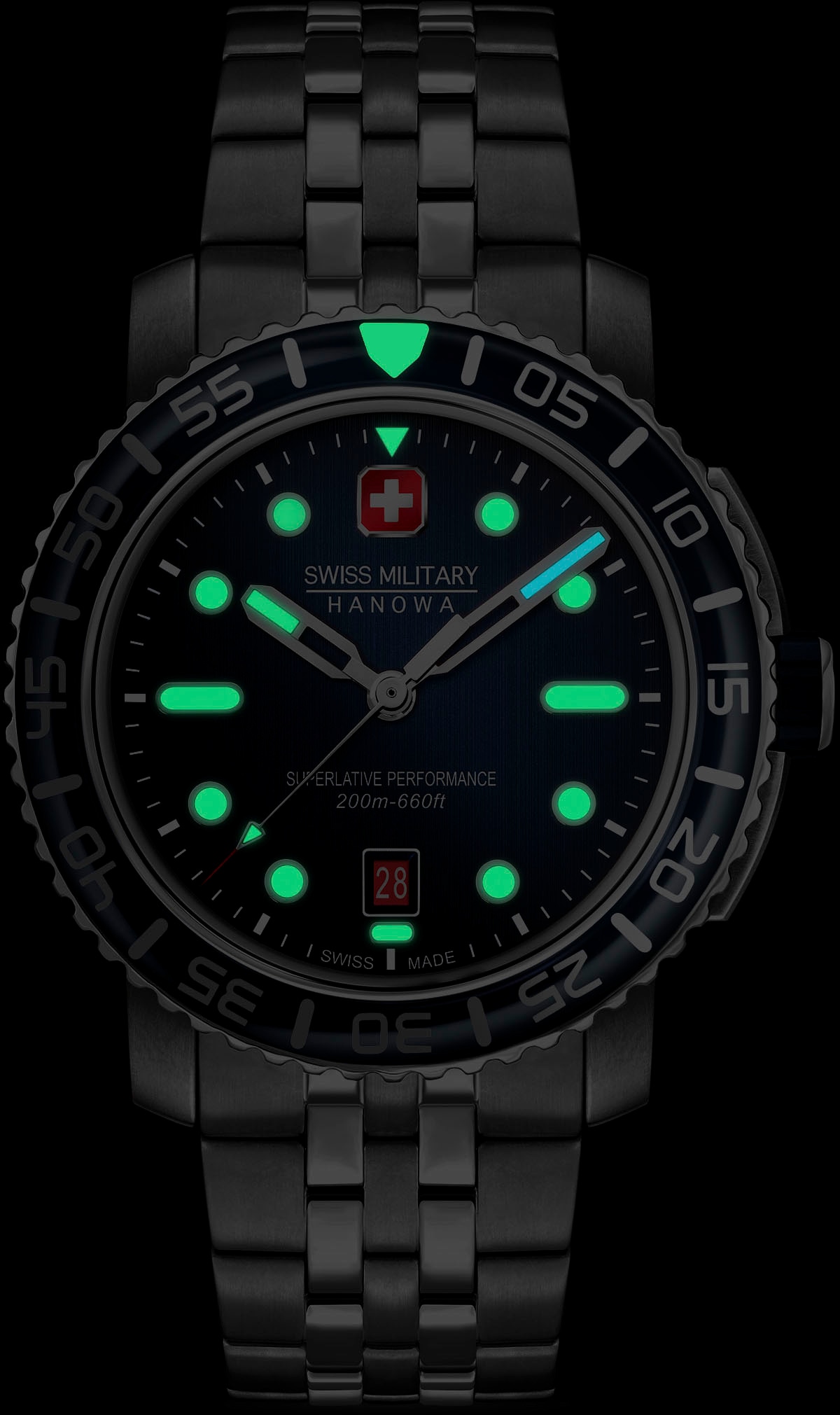 Swiss Military Hanowa Schweizer Uhr »BLACK MARLIN, SMWGH0001703«, Quarzuhr, Armbanduhr, Herrenuhr, Swiss Made, Datum, Saphirglas, analog