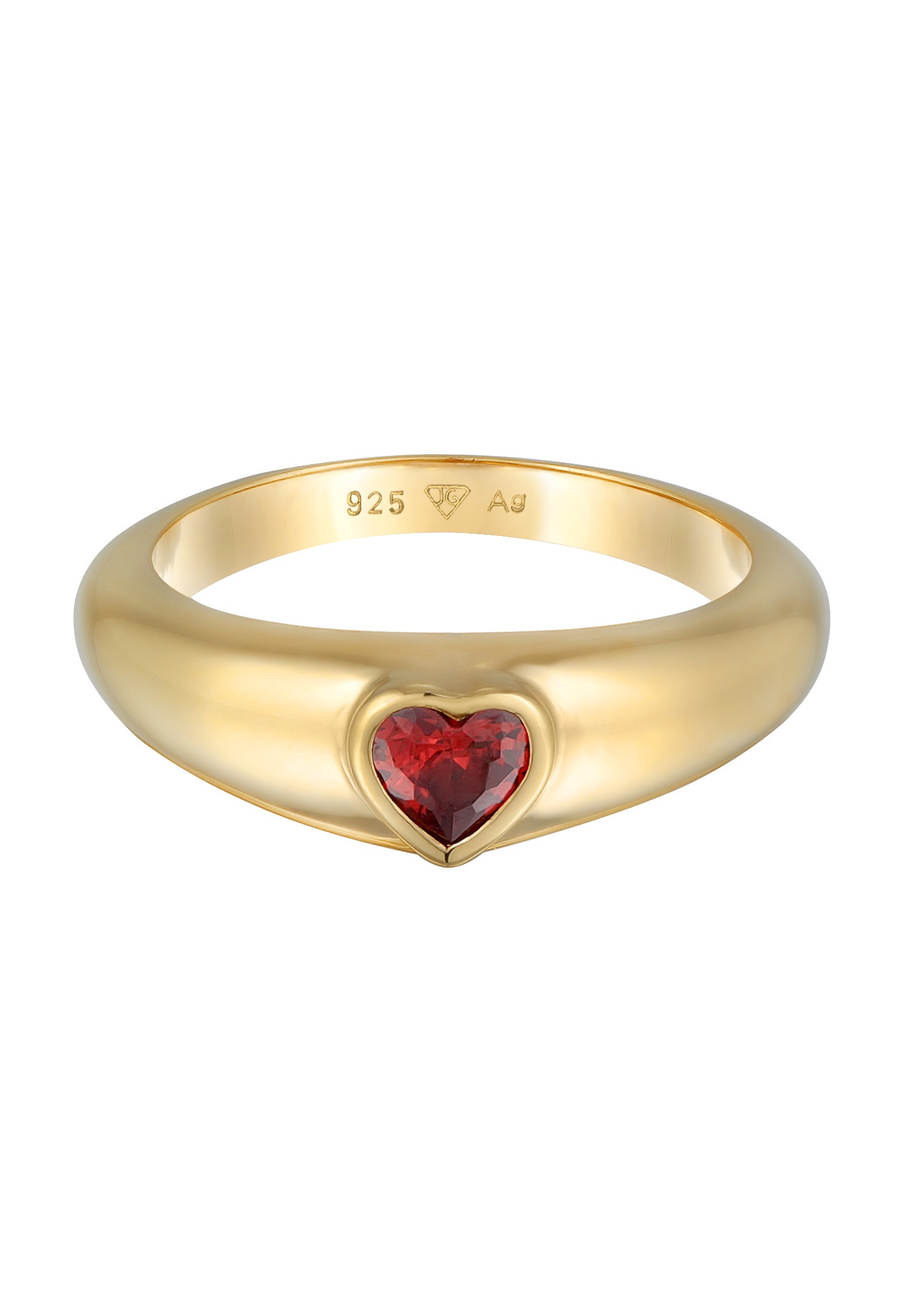Elli Siegelring »Ring Zirkonia Herz Bandring Liebe 925 Silber vergoldet«