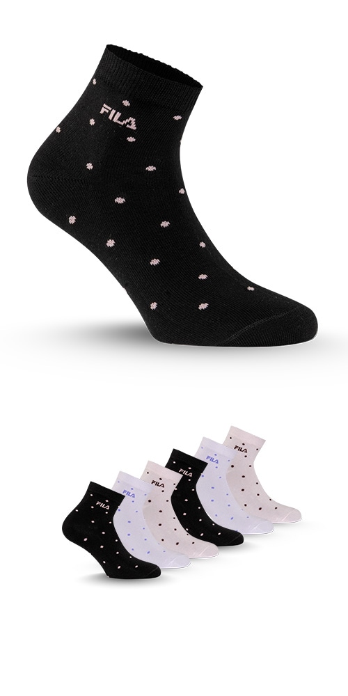 Fila Kurzsocken 6 Paar,  mit schmalem Rippenbündchen, gepunktet, Cotton-Mix
