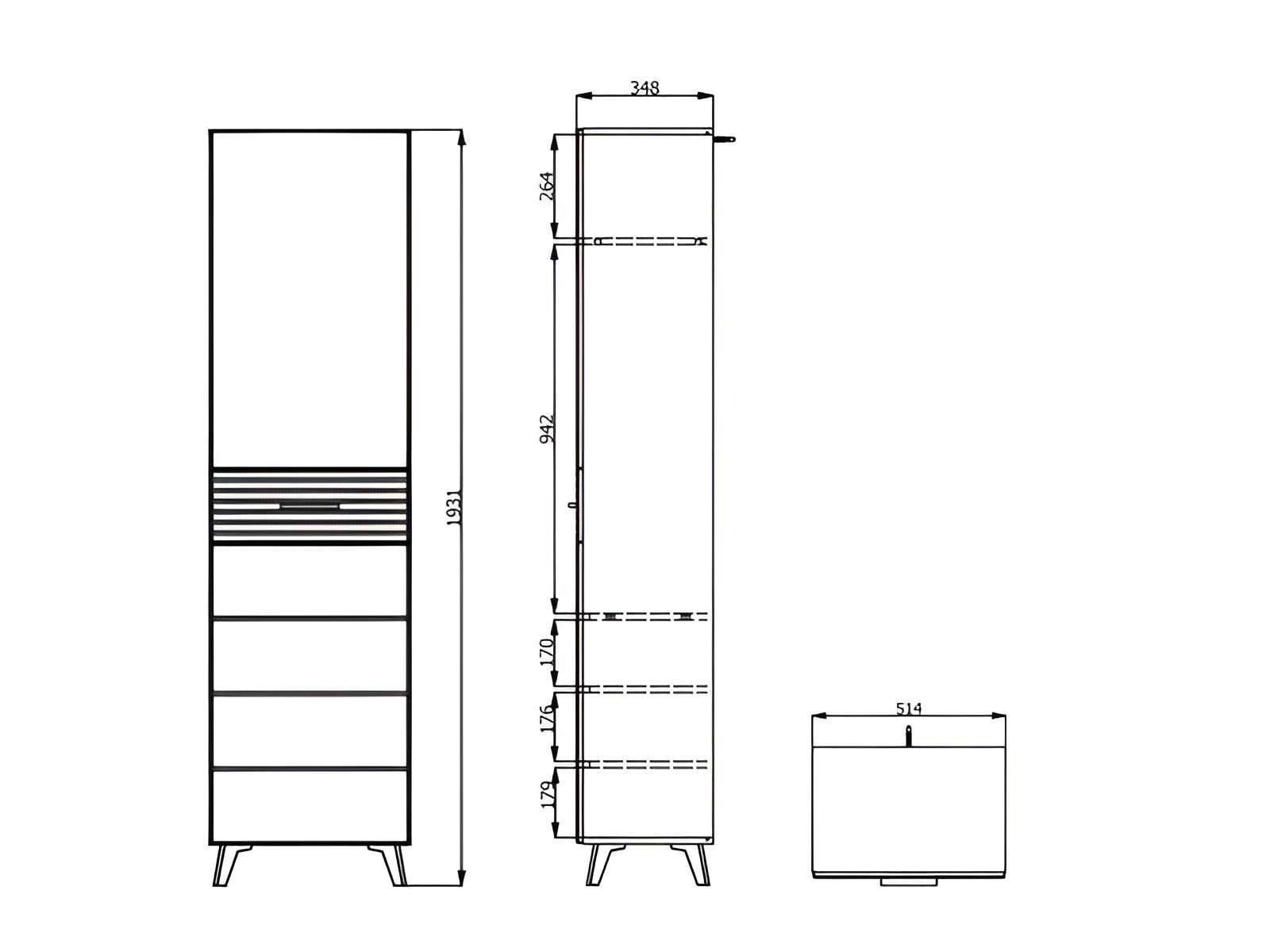 Home affaire Garderobenschrank »Sein, Kleiderschrank, Stauraumschrank, Flurschrank, Höhe 193 cm«, Hochglanzfronten, ausziehbare Kleiderstange, Breite 51,5 cm