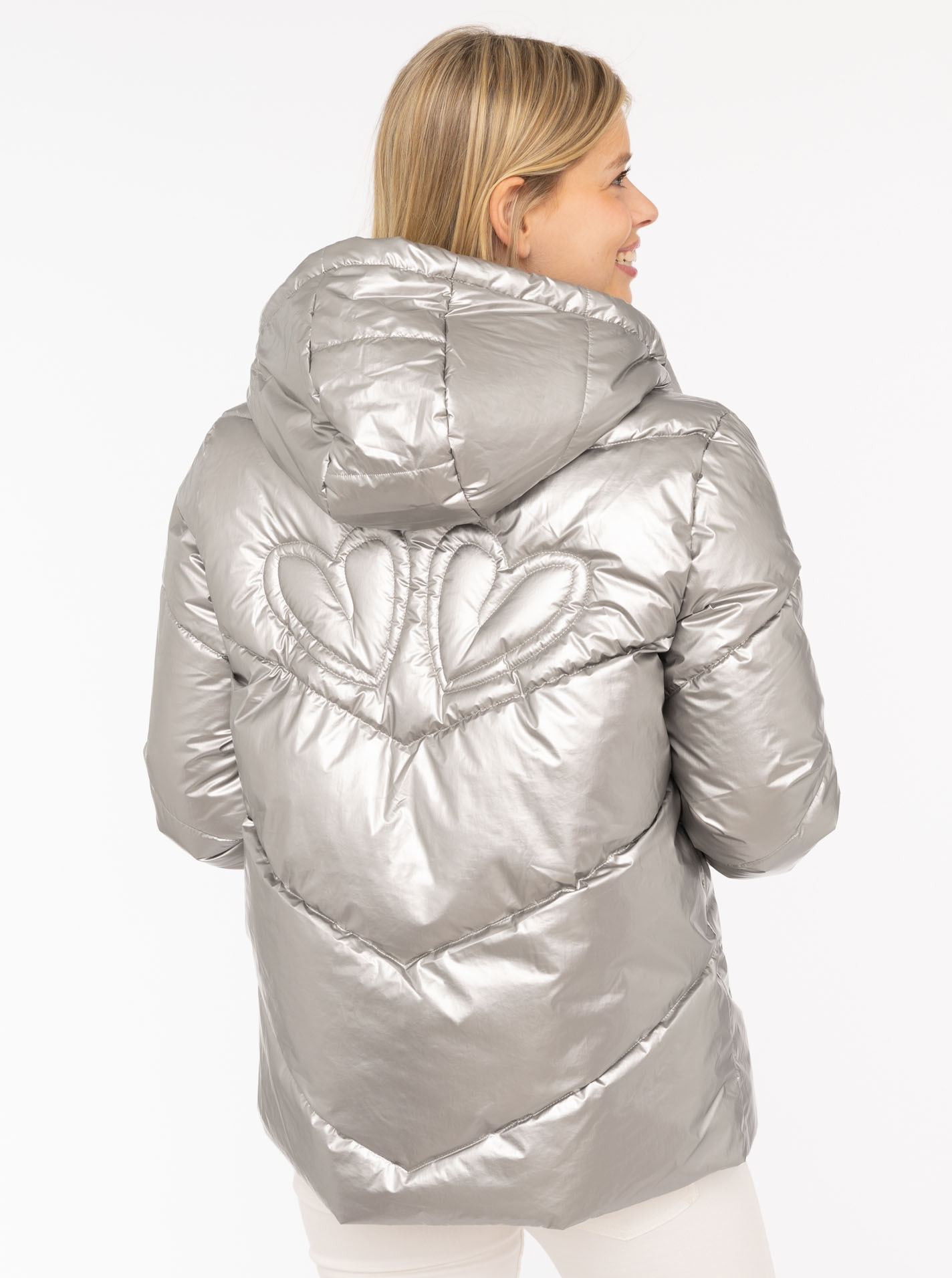 Zwillingsherz Steppjacke »"Zwillingsherz"«, mit Kapuze, gläanzend, Kapuze, Herzchenprägung am Rücken