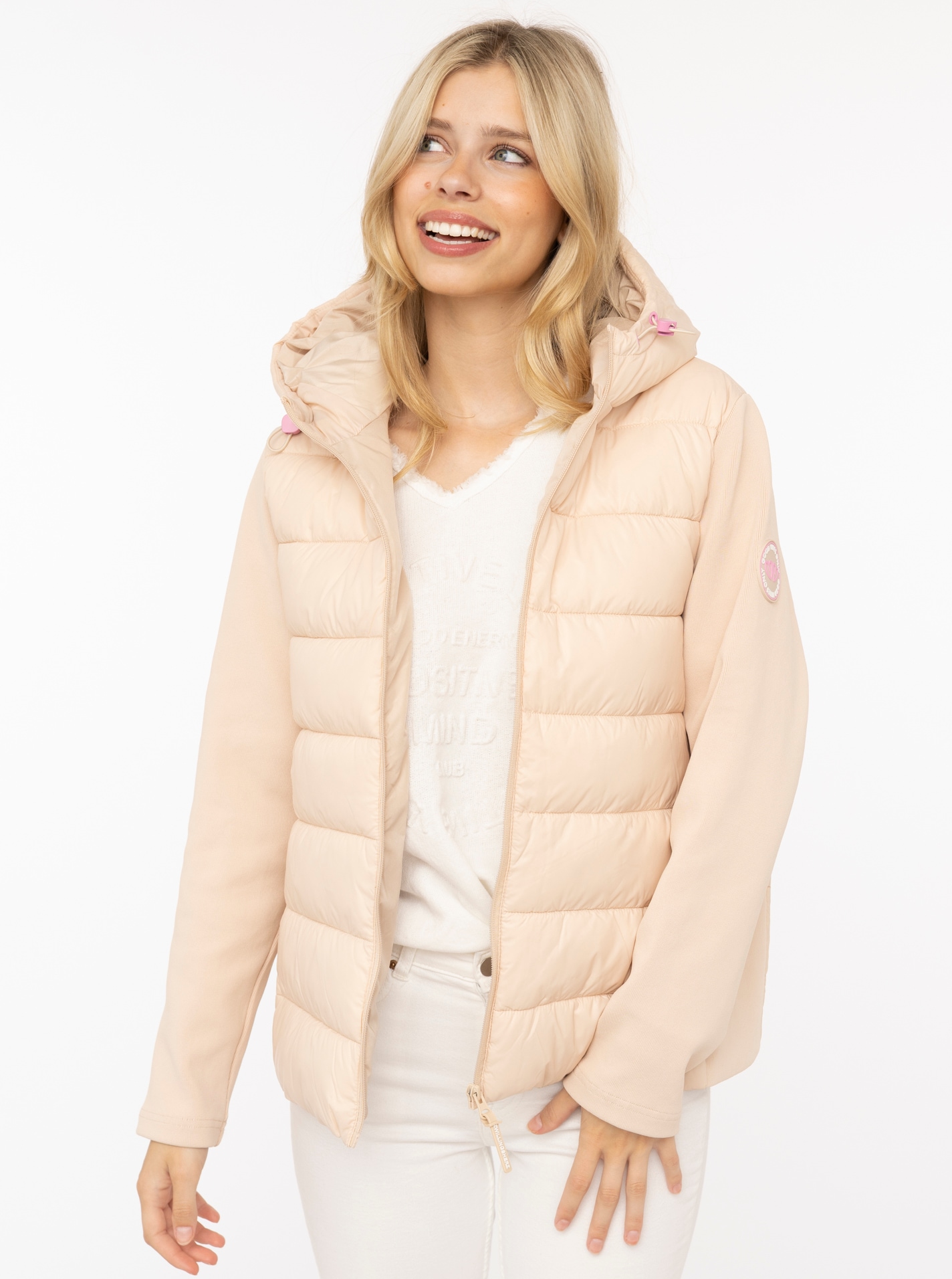 Zwillingsherz Steppjacke »„Good Vibes“« gesteppte Partien vorne und hinten, seitliche Einsätze elastisch