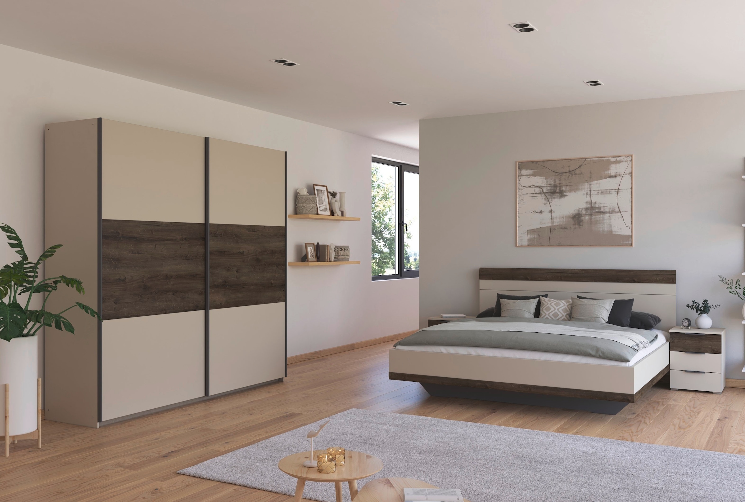 rauch Schlafzimmer-Set »Komplettschlafzimmer Schlafzimmer Schlafzimmermöbel SAJO« Set, Set: Kleiderschrank mit/ohne Spiegel, Bett in 2 Breiten, 2 Nachttische, 4 Stk. tlg. optional mit Spiegel am Kleiderschrank MADE IN GERMANY