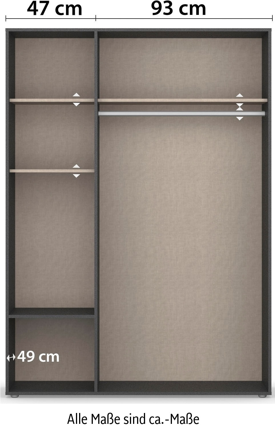 rauch Drehtürenschrank »Kleiderschrank Schrank Garderobe Wäscheschrank VOYAGER«, moderne Griffe in Graumetallic mit Außenschubkästen MADE IN GERMANY