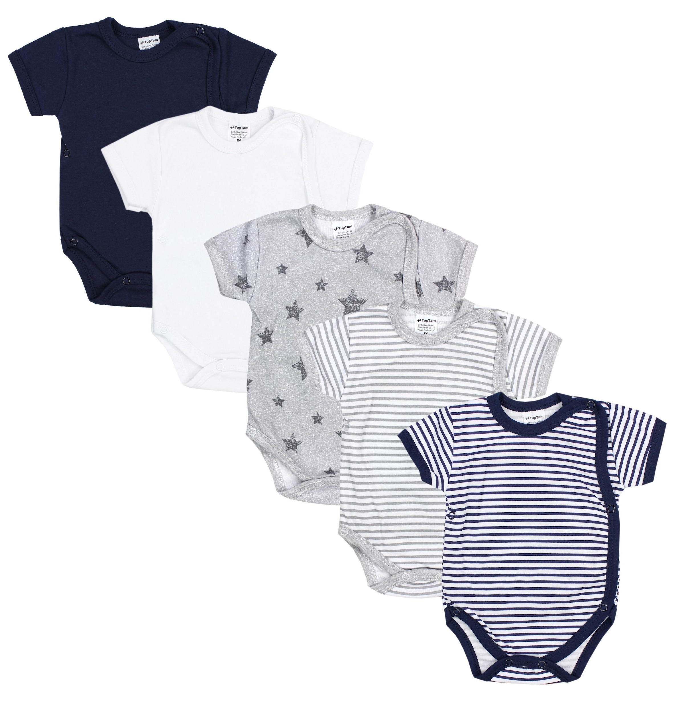 TupTam Kurzarmwickelbody »Wickelbody Baby Jungen Kurzarm Wickelbody 5er Set«