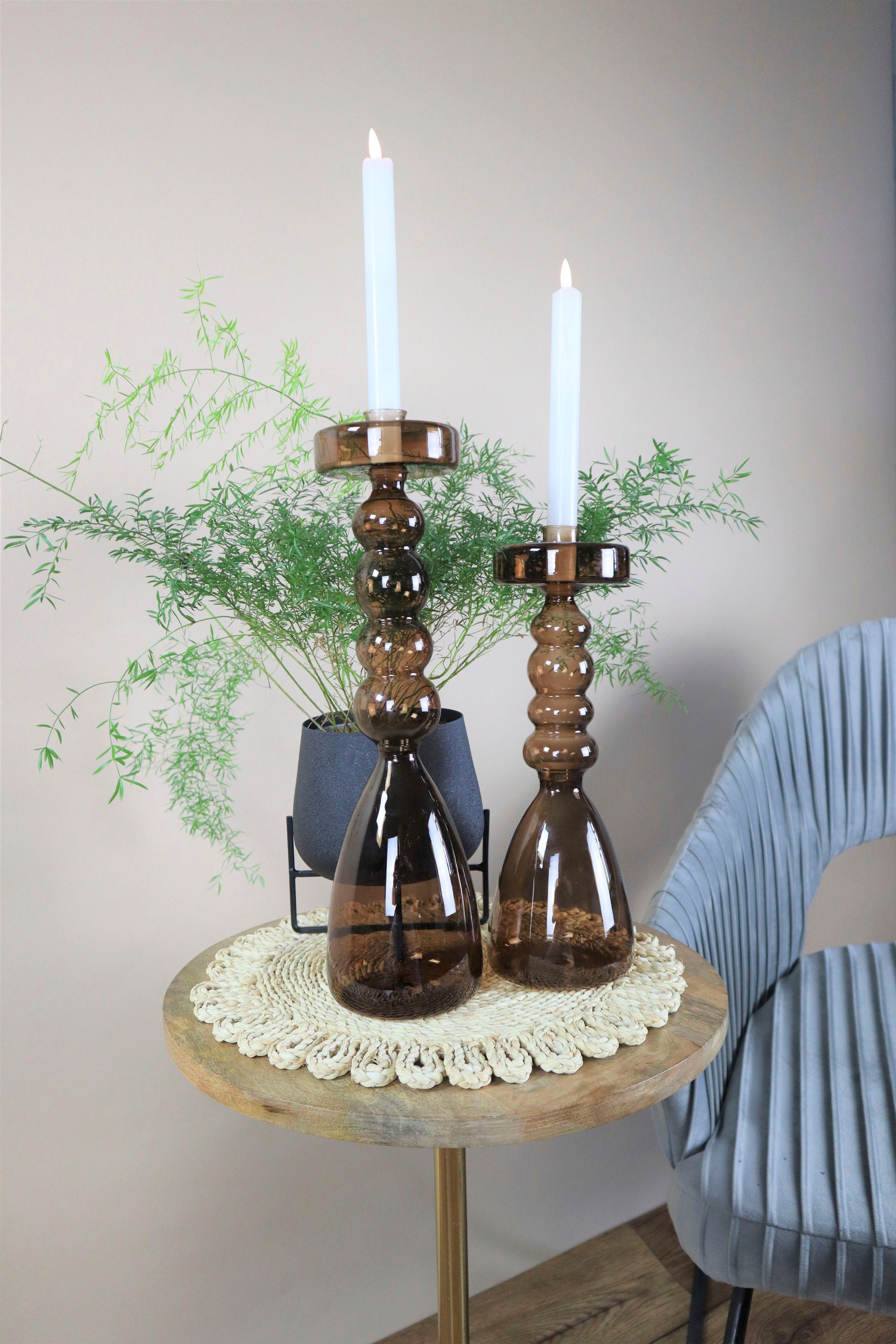 Leonique Kerzenleuchter »Lorrely«, (Set, 2 im aus St.), Online Shop OTTO kaufen Höhe ca. 30 Stabkerzenhalter Glas, cm