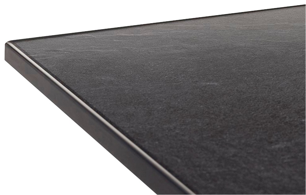 sieger EXKLUSIV Gartentisch, (ausziehbar 165/225/285x95x74cm), Aluminiumgestell graphit / vivodur-Tischplatte Schieferoptik anthrazit