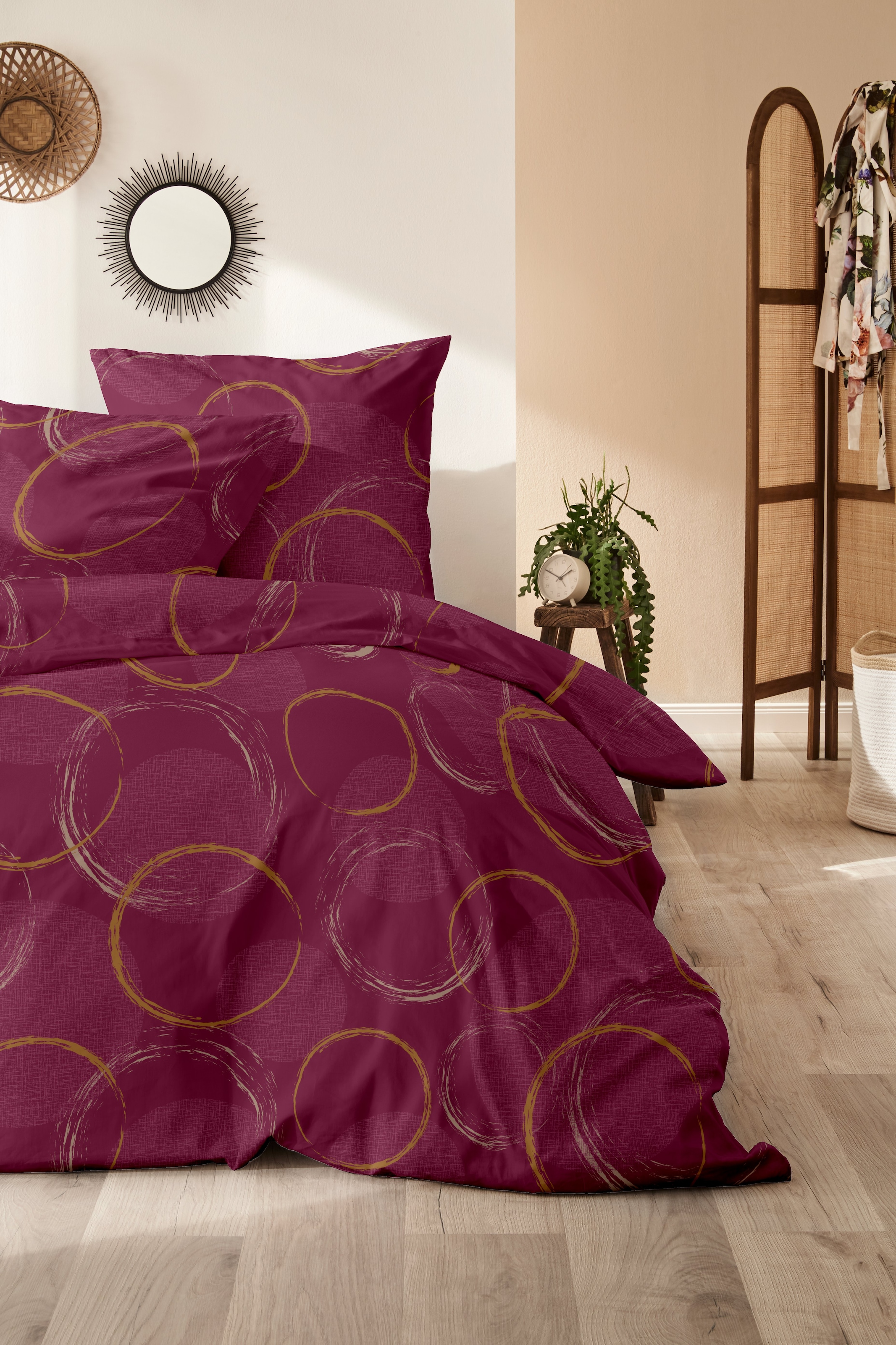 Primera Bettwäsche »Mako-Satin -Bettwäsche Trace« 2 Stk. tlg. mit frischem Kreismuster