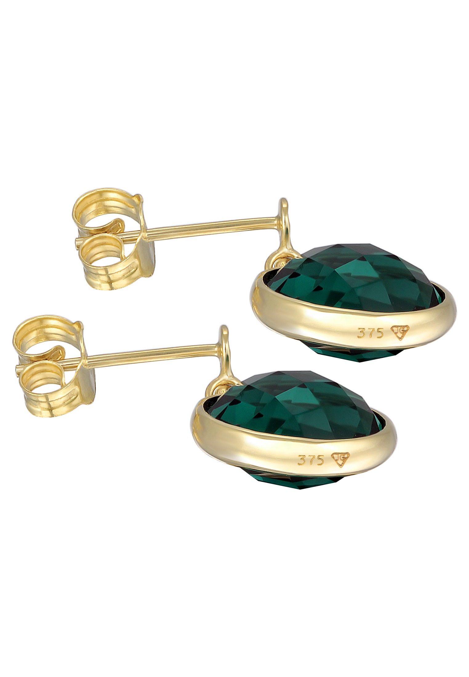 Elli Premium Paar Ohrstecker »Ohrringe Quarz Green Edelstein Ohrstecker 375 Gelbgold«