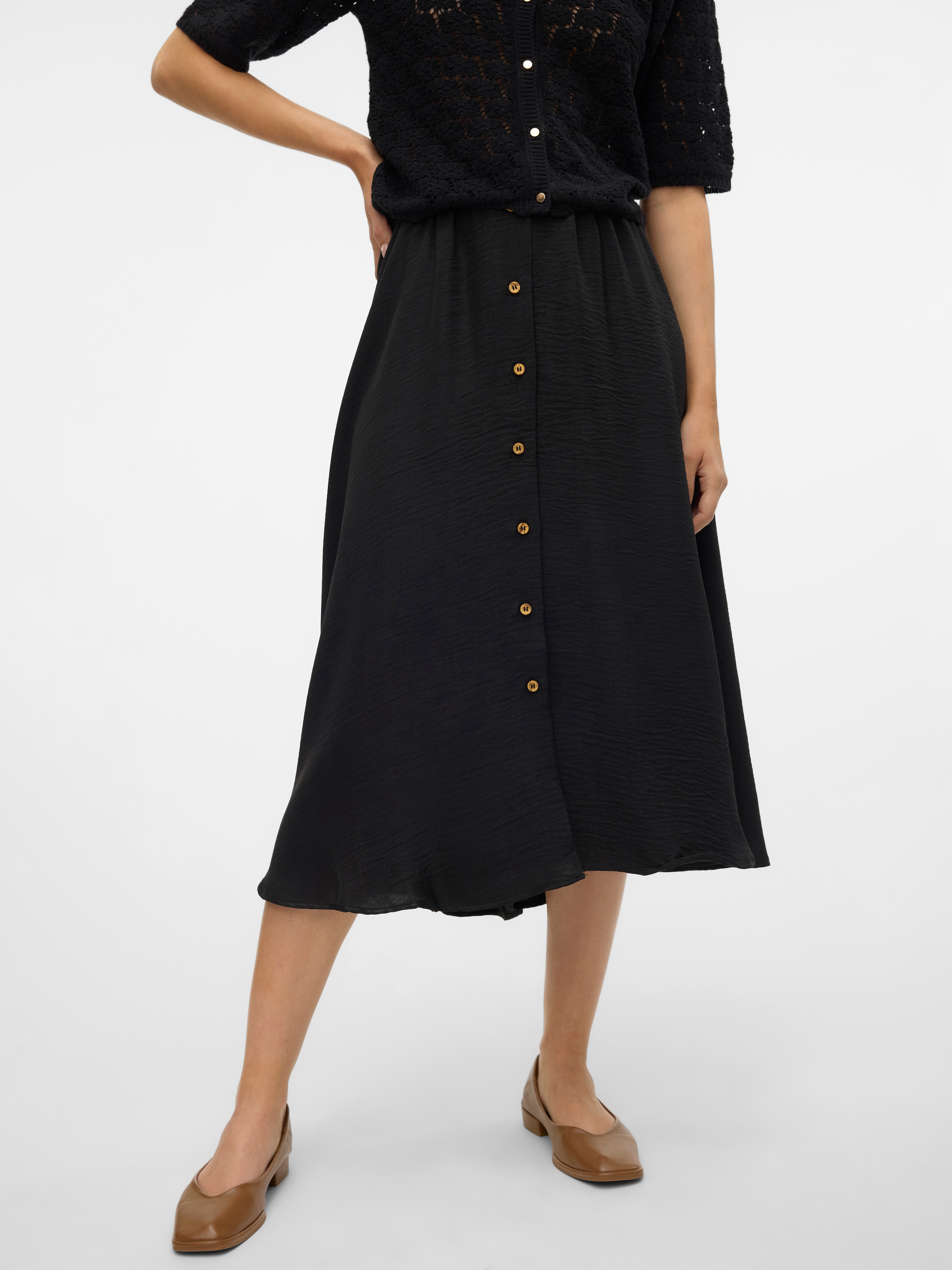 Vero Moda Maxirock »VMMELANEY HW BUTTON CALF SKIRT WVN NOOS«