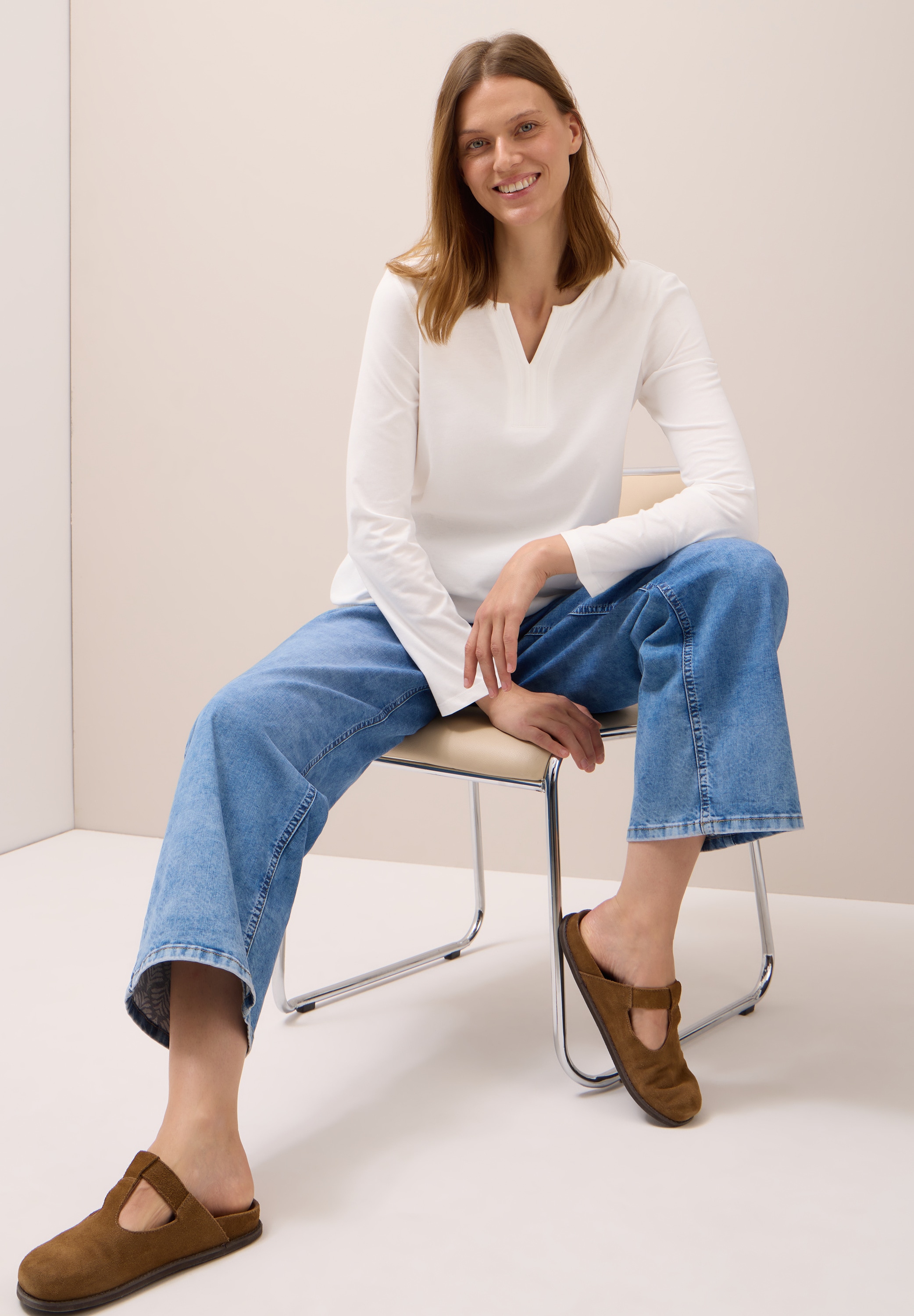 Cecil Tunikashirt, Split Neck, unifarben