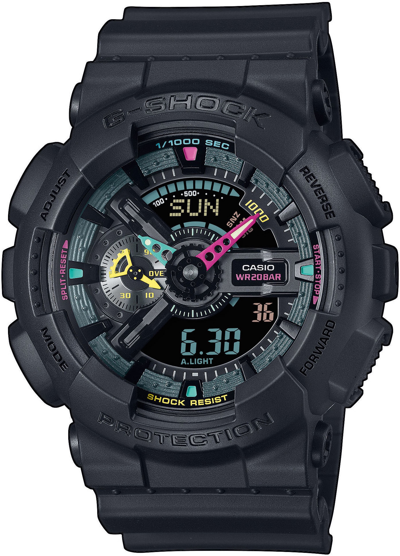 CASIO G-SHOCK Chronograph, Quarzuhr, Armbanduhr,Herrenuhr,digital,bis 20 bar wasserd.Resinarmband