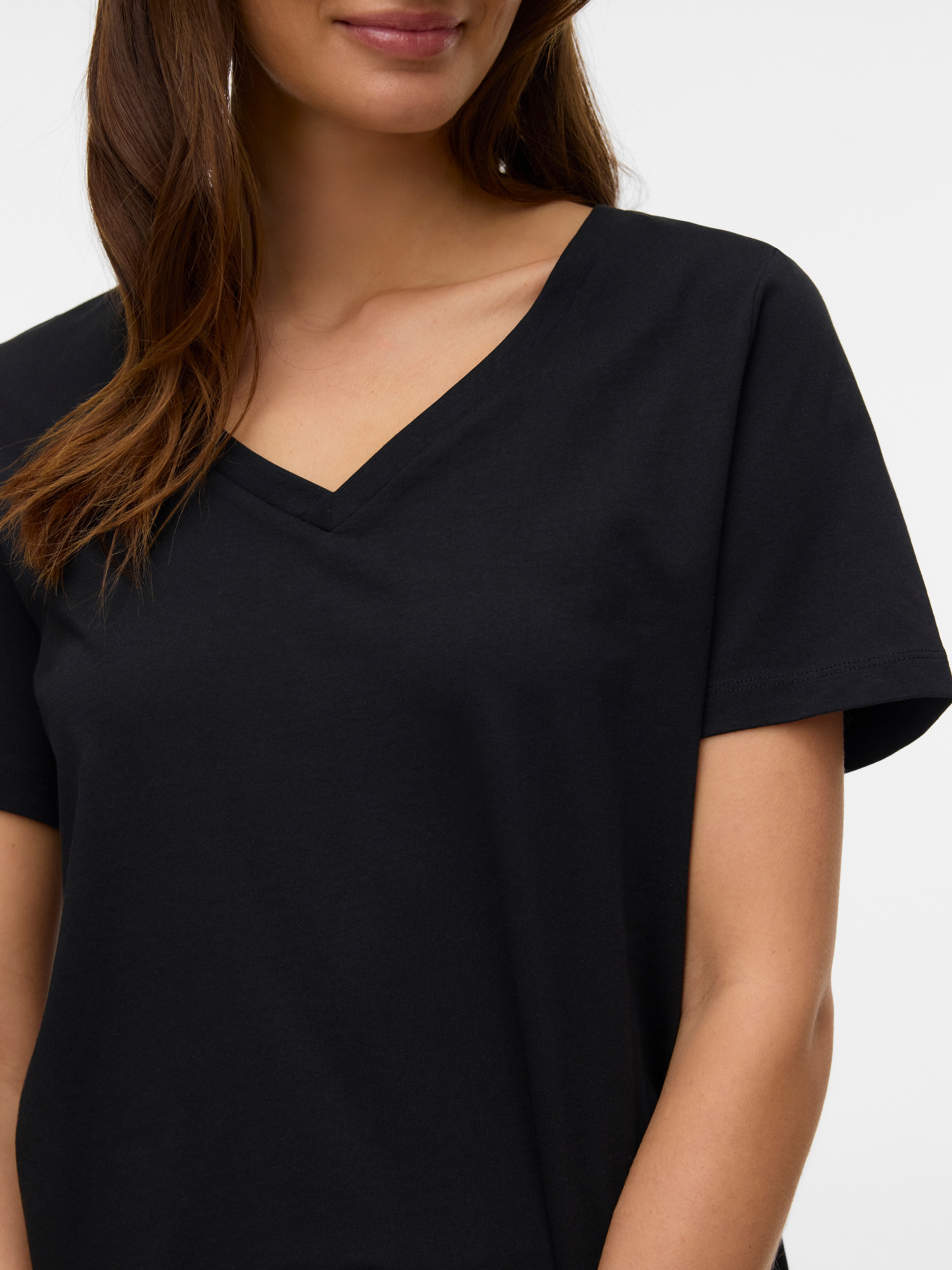 Vero Moda Kurzarmshirt »VMPAULINA SS V-NECK T-SHIRT JRS NOOS« Baumwolle