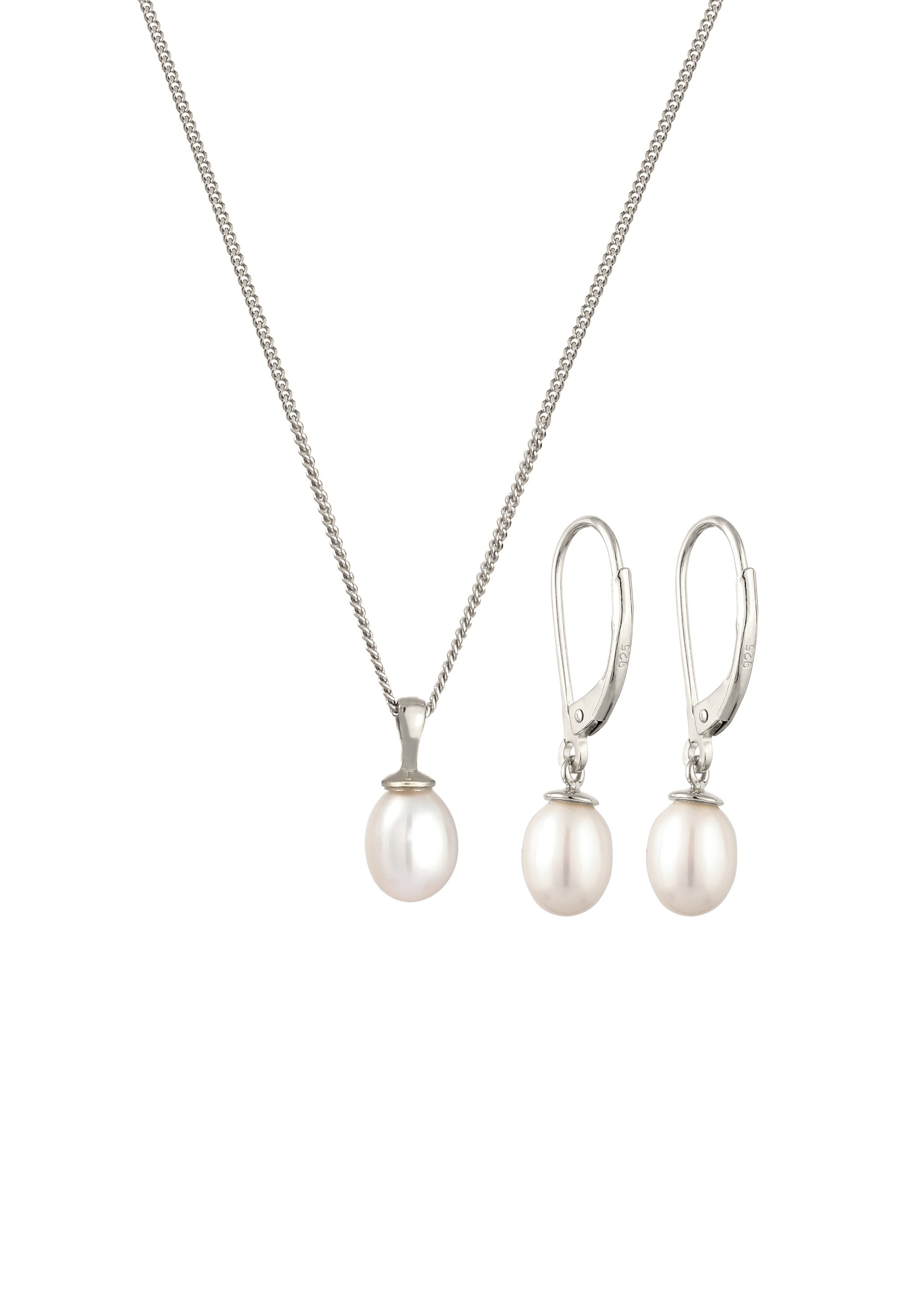 Elli Ohrring und Ketten Set »Schmuckset Süßwasserperlen Weiß 925 Sterling Silber« ()