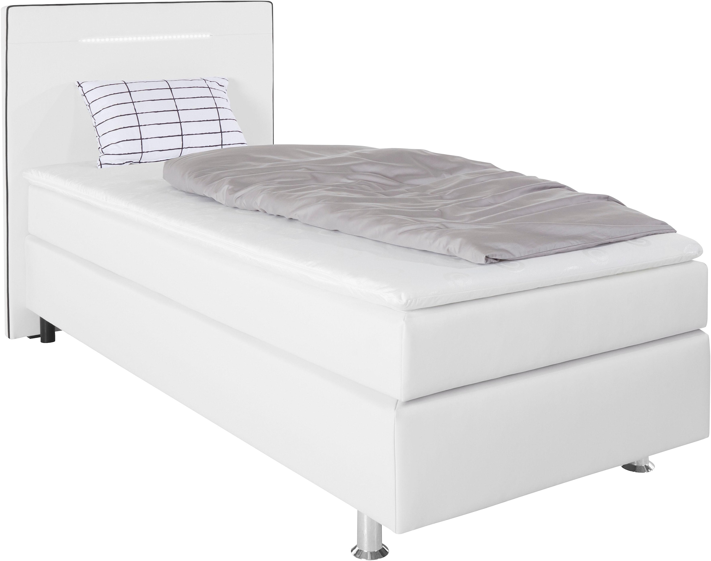 COLLECTION AB Boxspringbett »London, inklusive Topper und Kissen, mit LED-Beleuchtung«, Boxspringbett erhältlich in 90cmx200cm, 140cmx200cm & 180cmx200cm