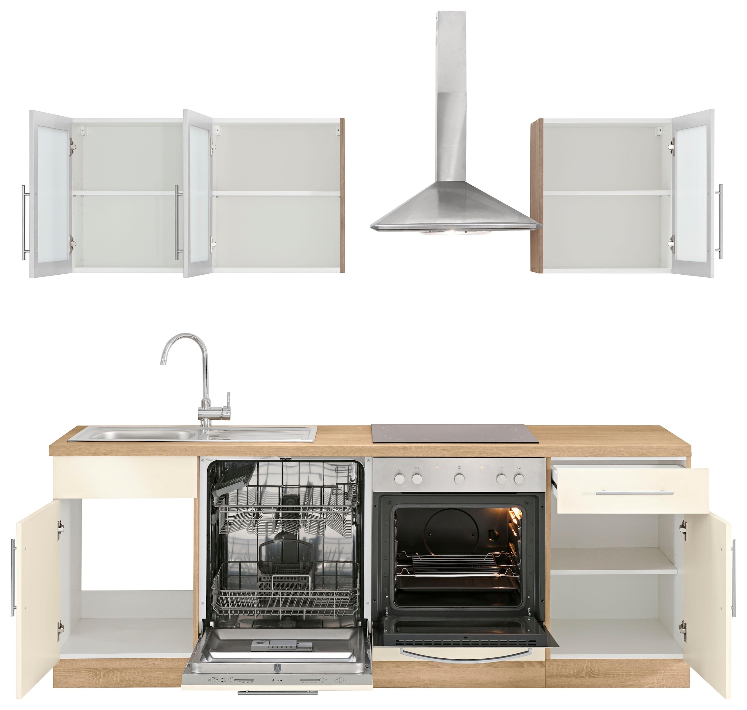 wiho Küchen Küchenzeile »Aachen«, mit E-Geräten, Breite 220 cm kaufen bei  OTTO | Hängeschränke