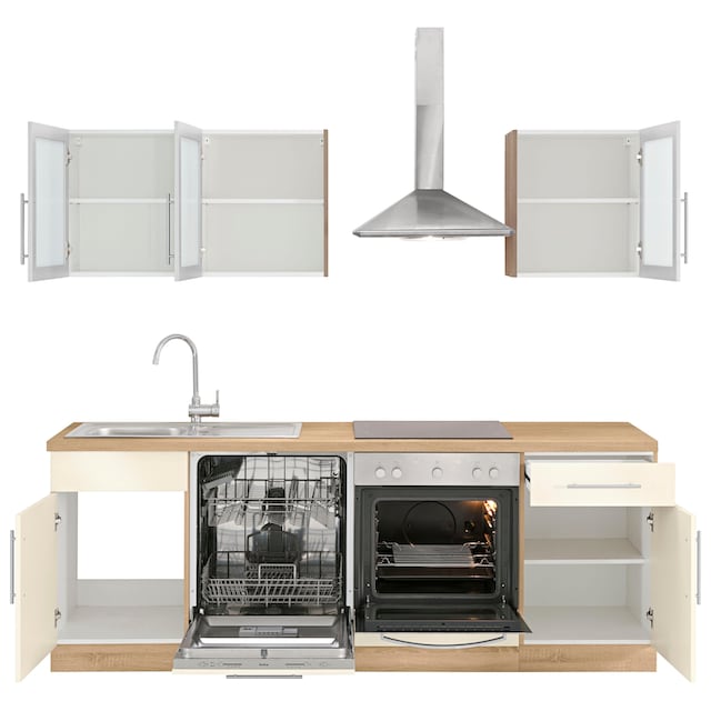 wiho Küchen Küchenzeile »Aachen«, mit E-Geräten, Breite 220 cm kaufen bei  OTTO