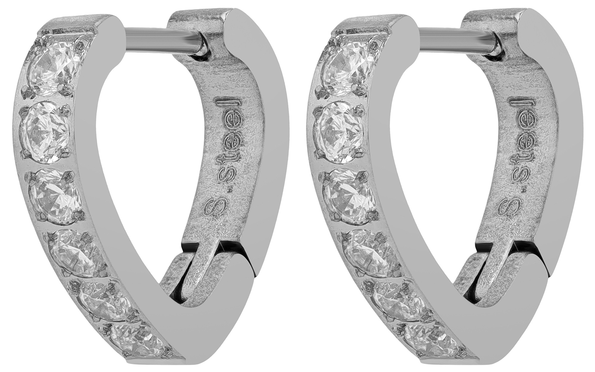 Adelia´s Paar Creolen »Damen Ohrringe ¿ Klappcreole Herz aus Edelstahl mit Strass Steinchen«