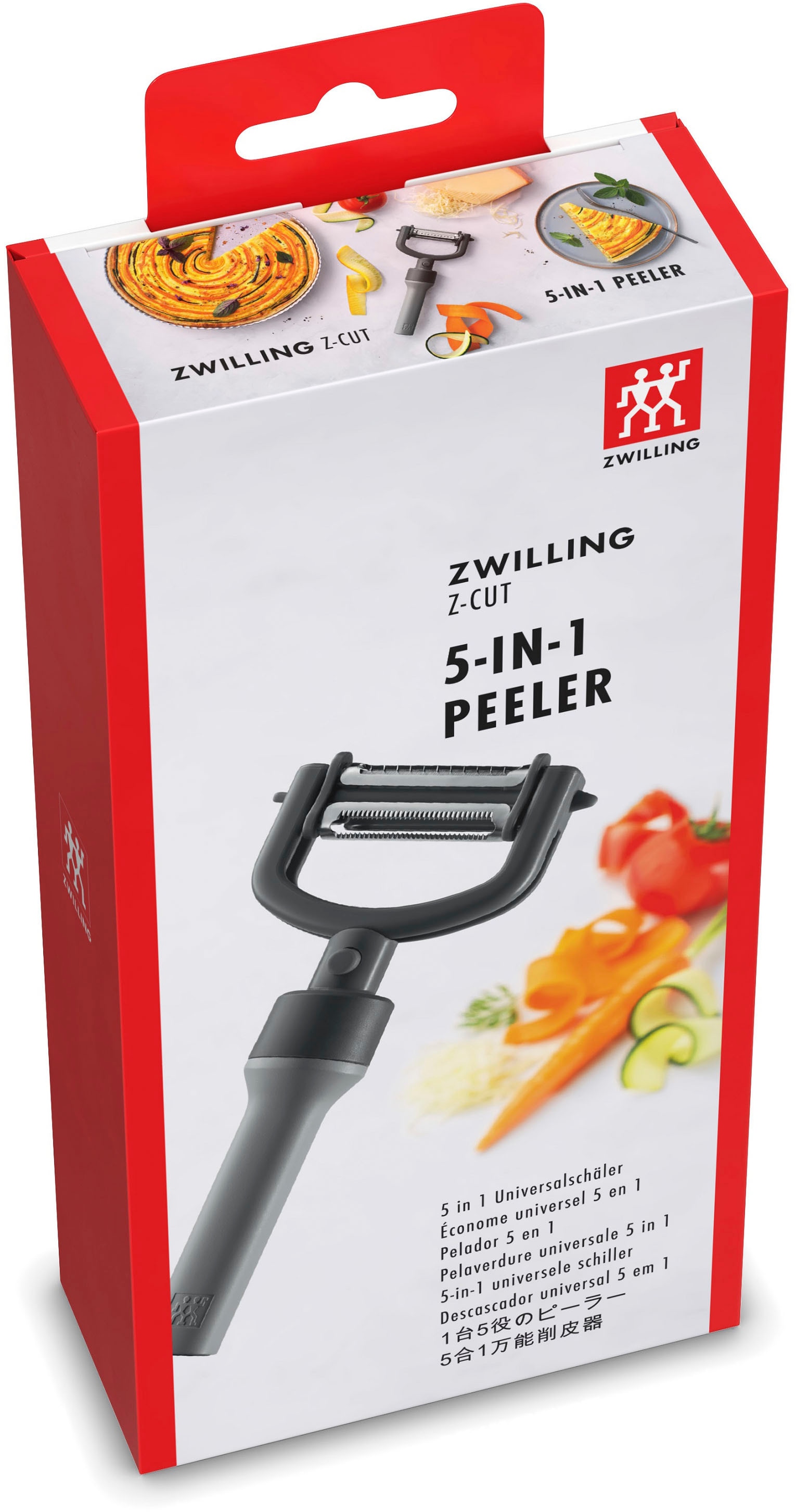 Zwilling Sparschäler »Z-Cut«, (5-in-1-Sparschäler mit 3 wechselbare Klingen, Schutzhülle), 5-in-1, Lang- und Querschäler in einem, für Links- und Rechtshänder