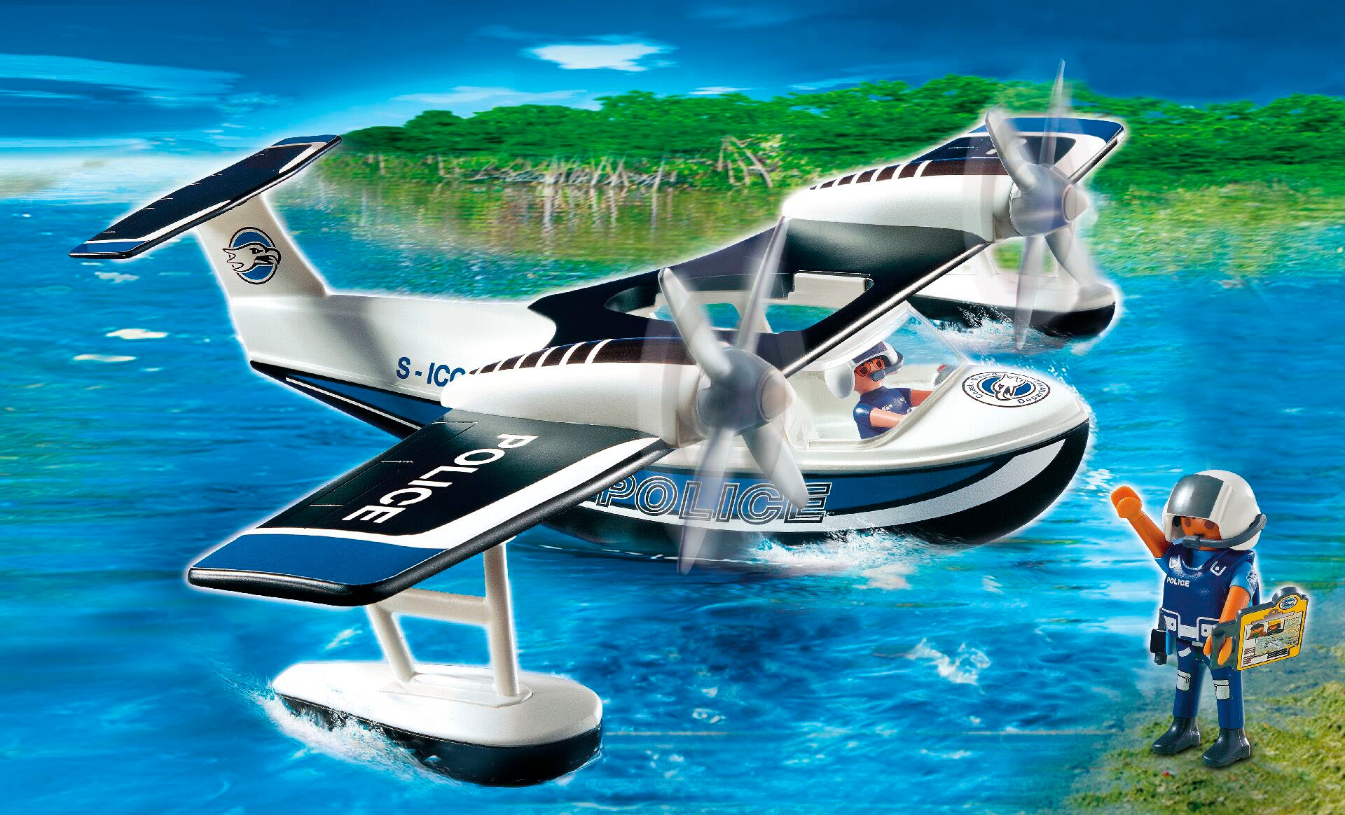 Playmobil® Konstruktions-Spielset »Polizei Wasserflugzeug (4445), Action Heroes«, (30 St.), schwimmfähig; Made in Germany