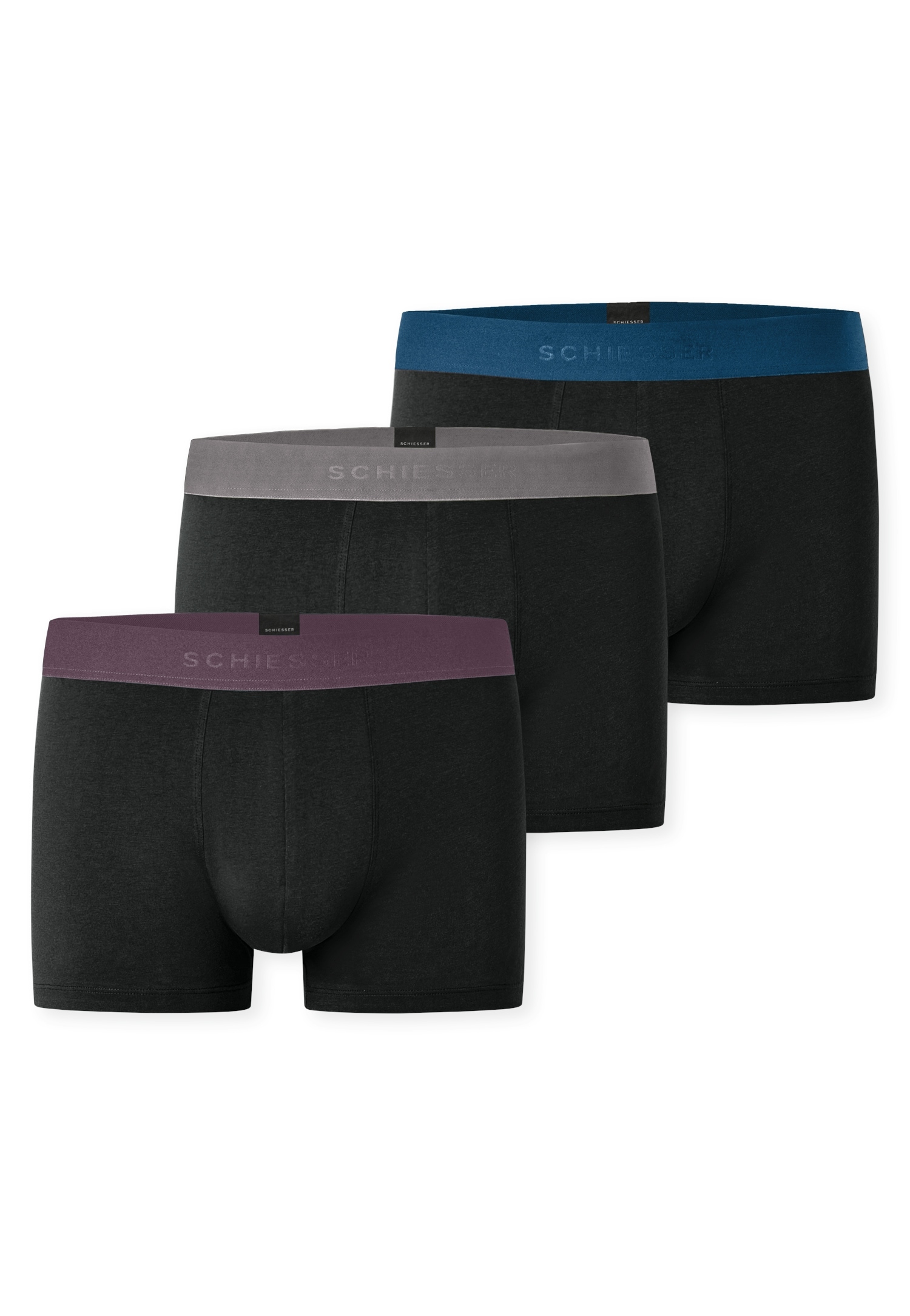 Schiesser Boxershorts »95/5 Multipacks« 3er Pack,  mit farblich abgesetztem, sportlichem Logo-Webgummibund