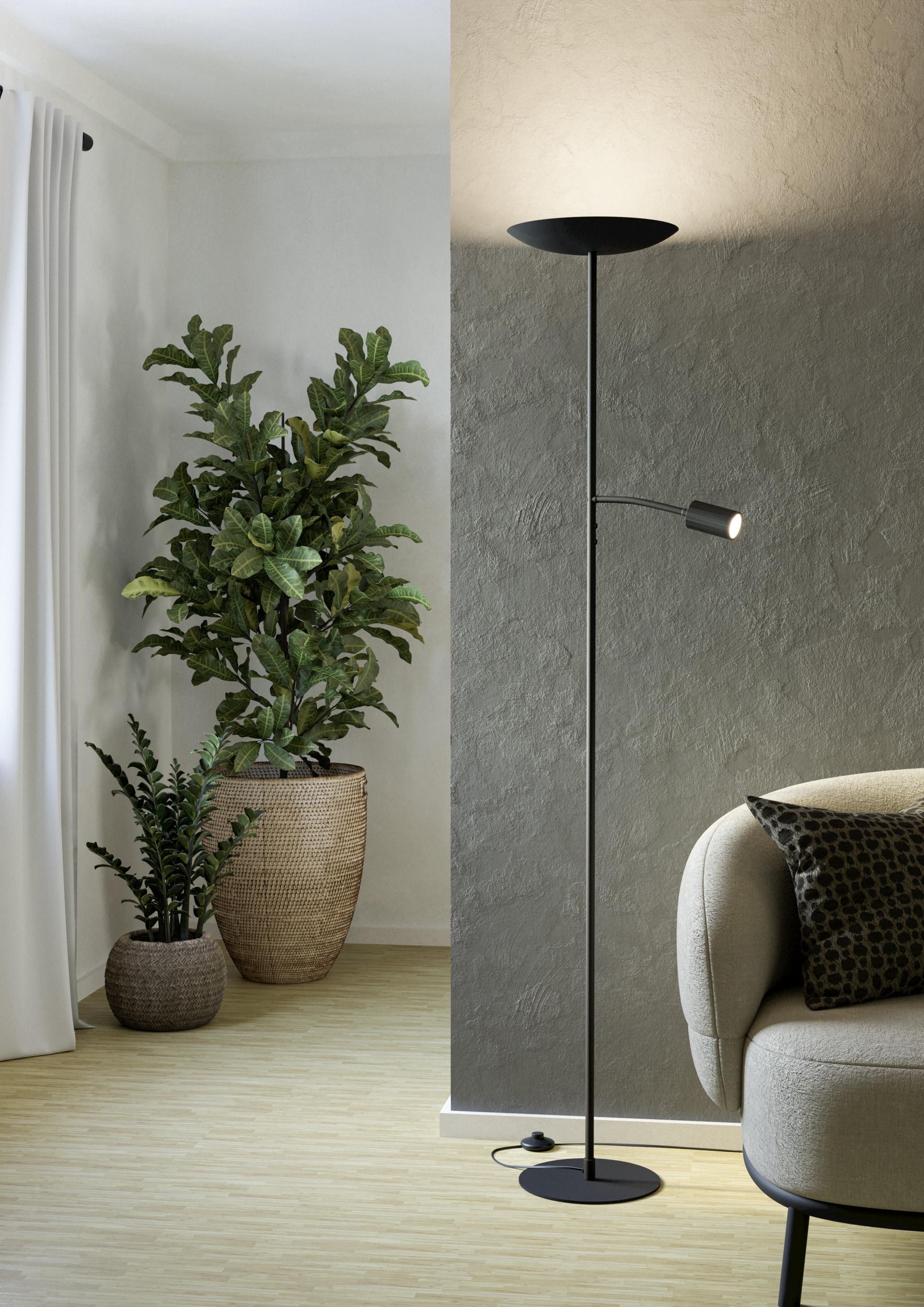 EGLO Stehlampe »CONIVARINO Stehlampe - Stahl - LED;LED - 26,5W;1X4W - IP20« LED-Modul 1 Stk. Warmweiß Standleuchte, Leselampe, Wohzimmer, Schlafzimmer, H170 x Ø32 cm