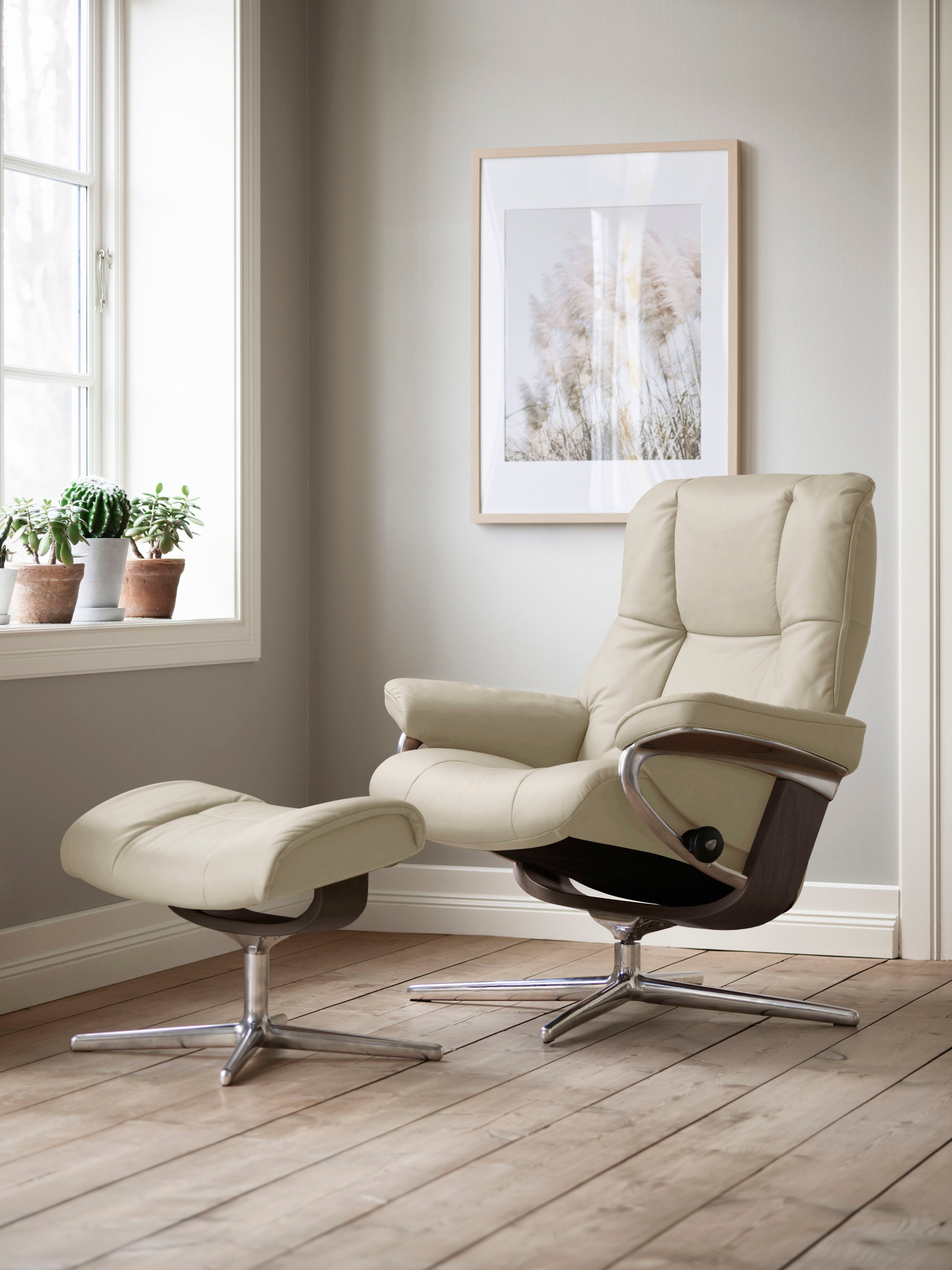Stressless® Relaxsessel »Mayfair«, (Set, Relaxsessel mit Hocker), mit Hocker, mit Cross Base, Größe S, M & L, Holzakzent Wenge