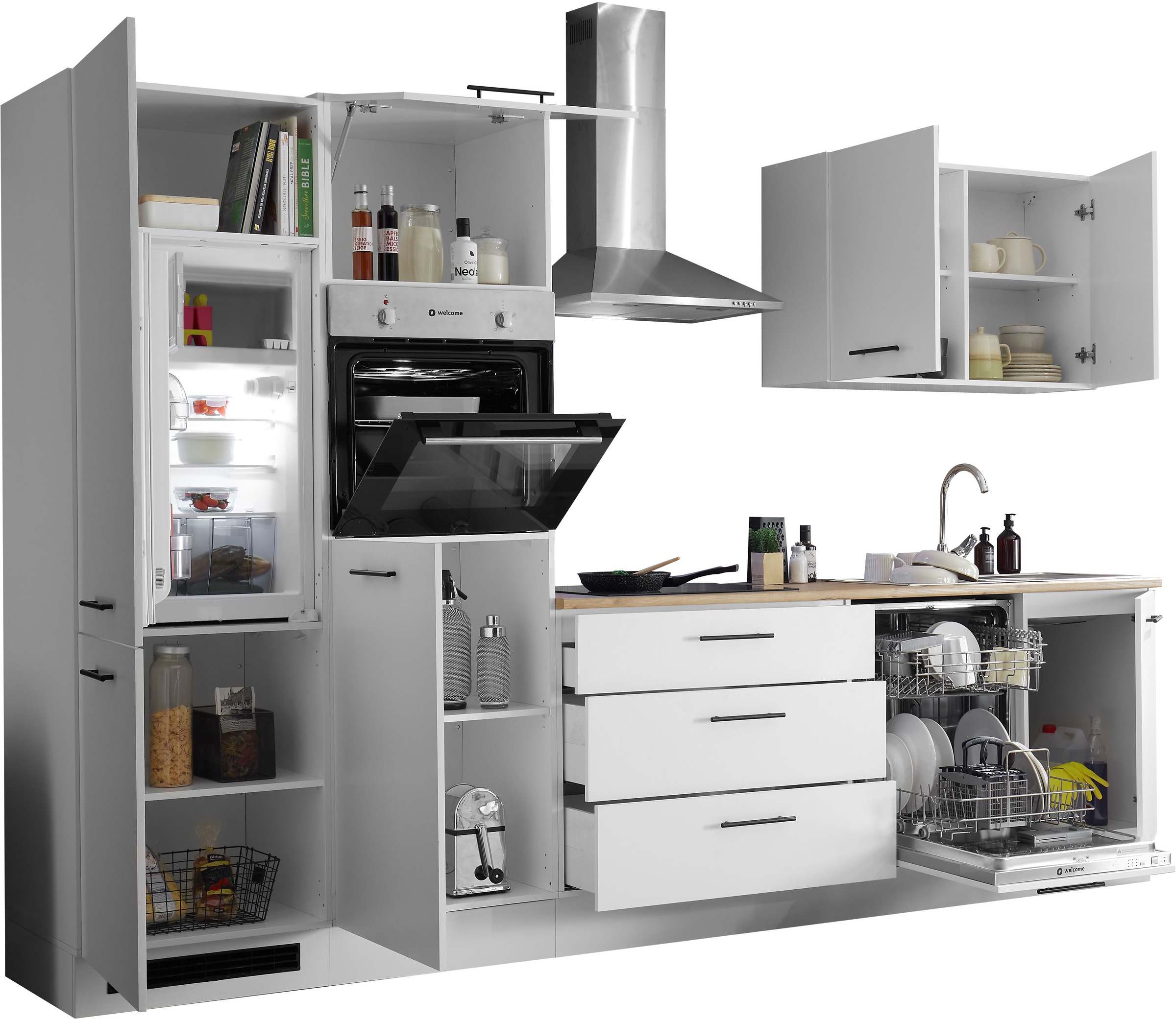 BASIC by Balculina Küchenzeile »Tirol B/H/T 310x212x60 cm« Breite 310 cm, wahlweise mit E-Geräten