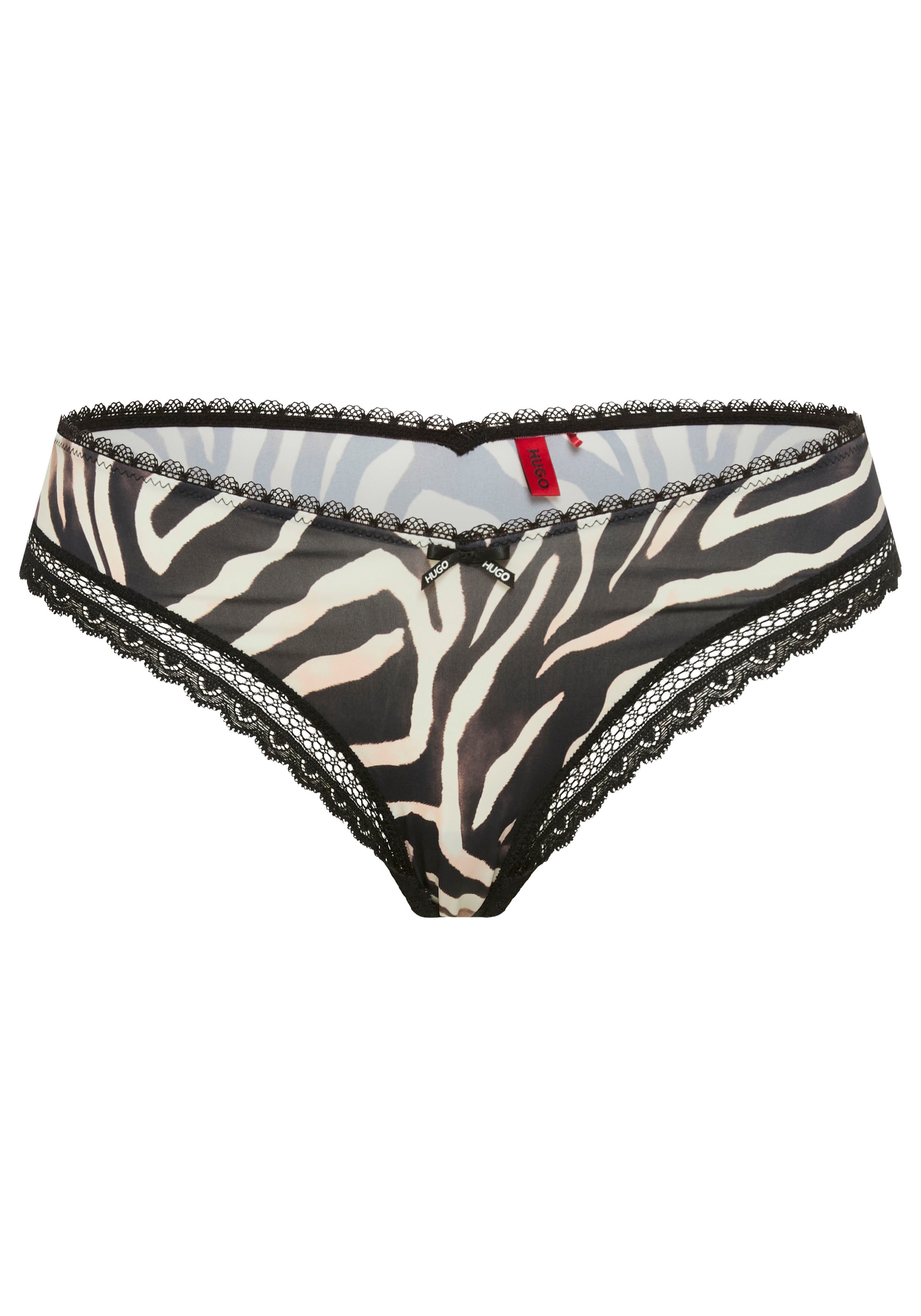 HUGO Underwear String elegante Spitzenbesätze, Logo-Schleife, mittlere Bundhöhe