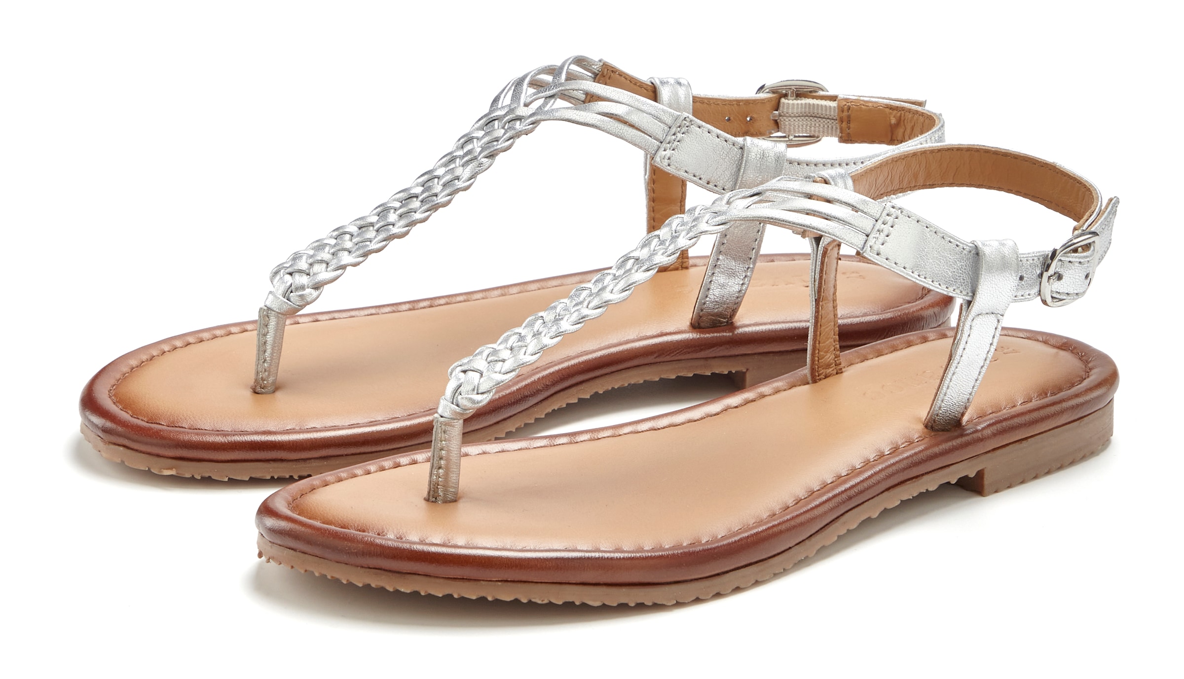 Vivance Zehentrenner »Sandalette, Sommerschuh, Sandale, Ledersandale,«  NEU aus Leder mit Flecht-Optik