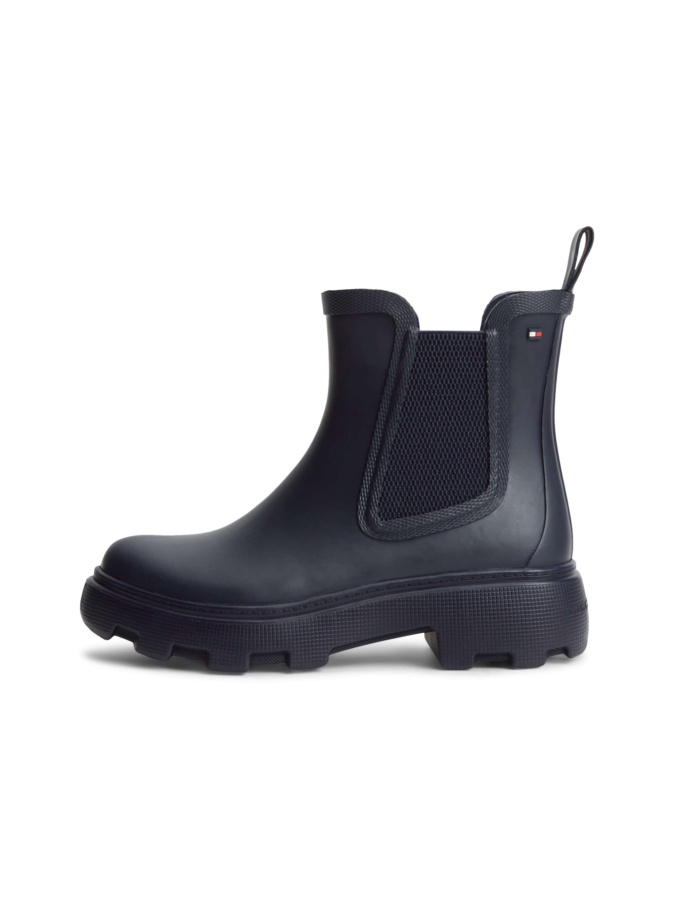 Tommy Hilfiger Chelseaboots »RUBBER FLAG CLEATED RAINBOOT«  Stiefelette, Rainboots mit beidseitigem Stretcheinsatz
