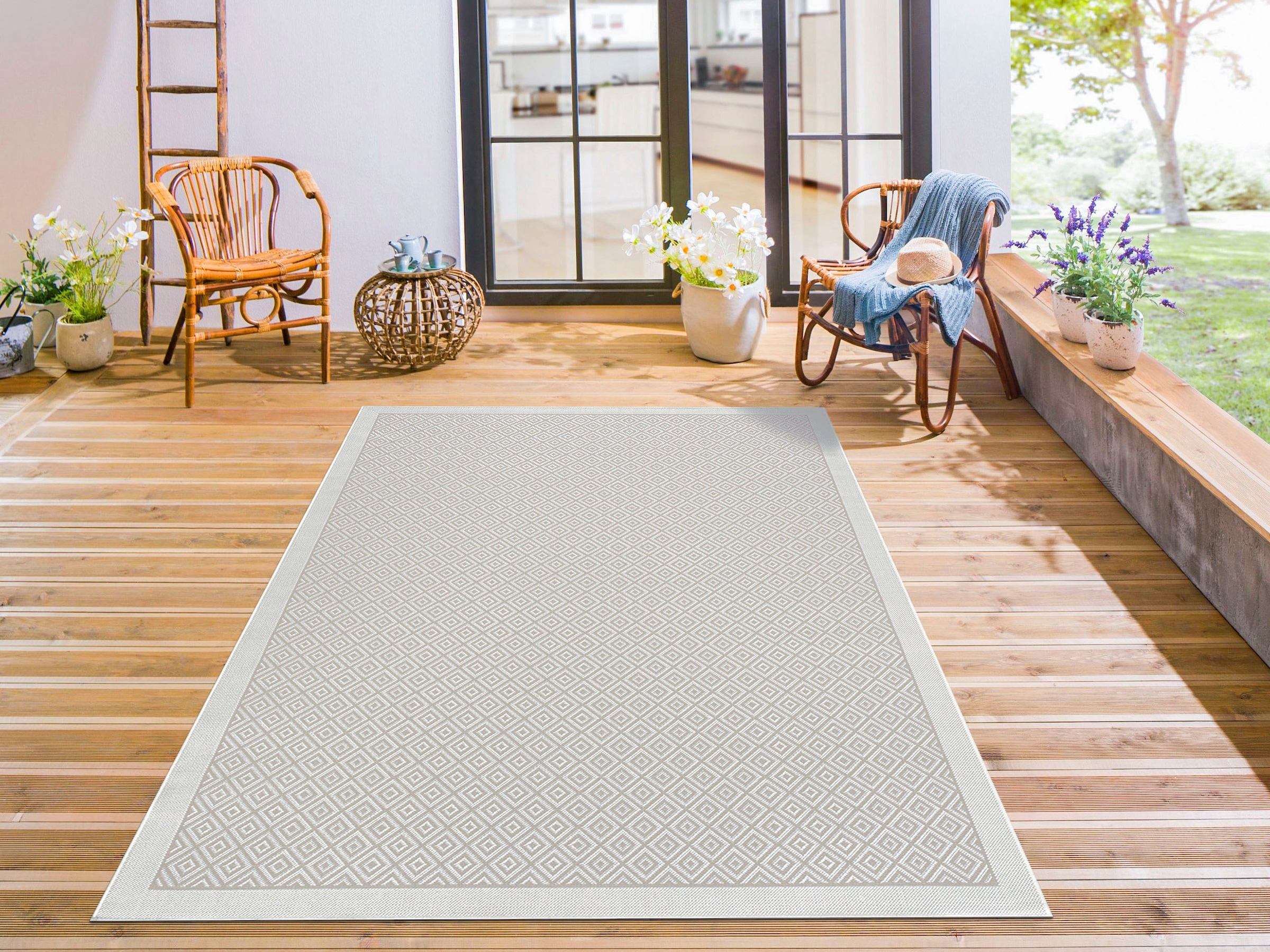 OTTO wetterfest Teppich bei mit UV-beständig, »Aliza«, rechteckig, & bestellen andas Bordüre,Rauten-Design, geeignet Outdoor